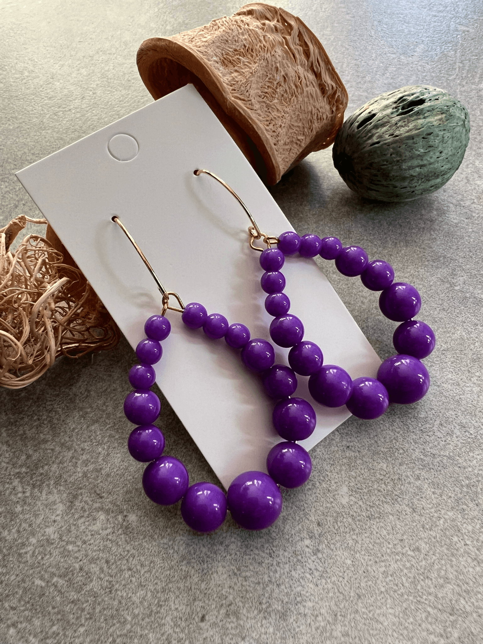 Boucles d’oreilles JANE perles violettes - Créations Uniques - Créations Uniques