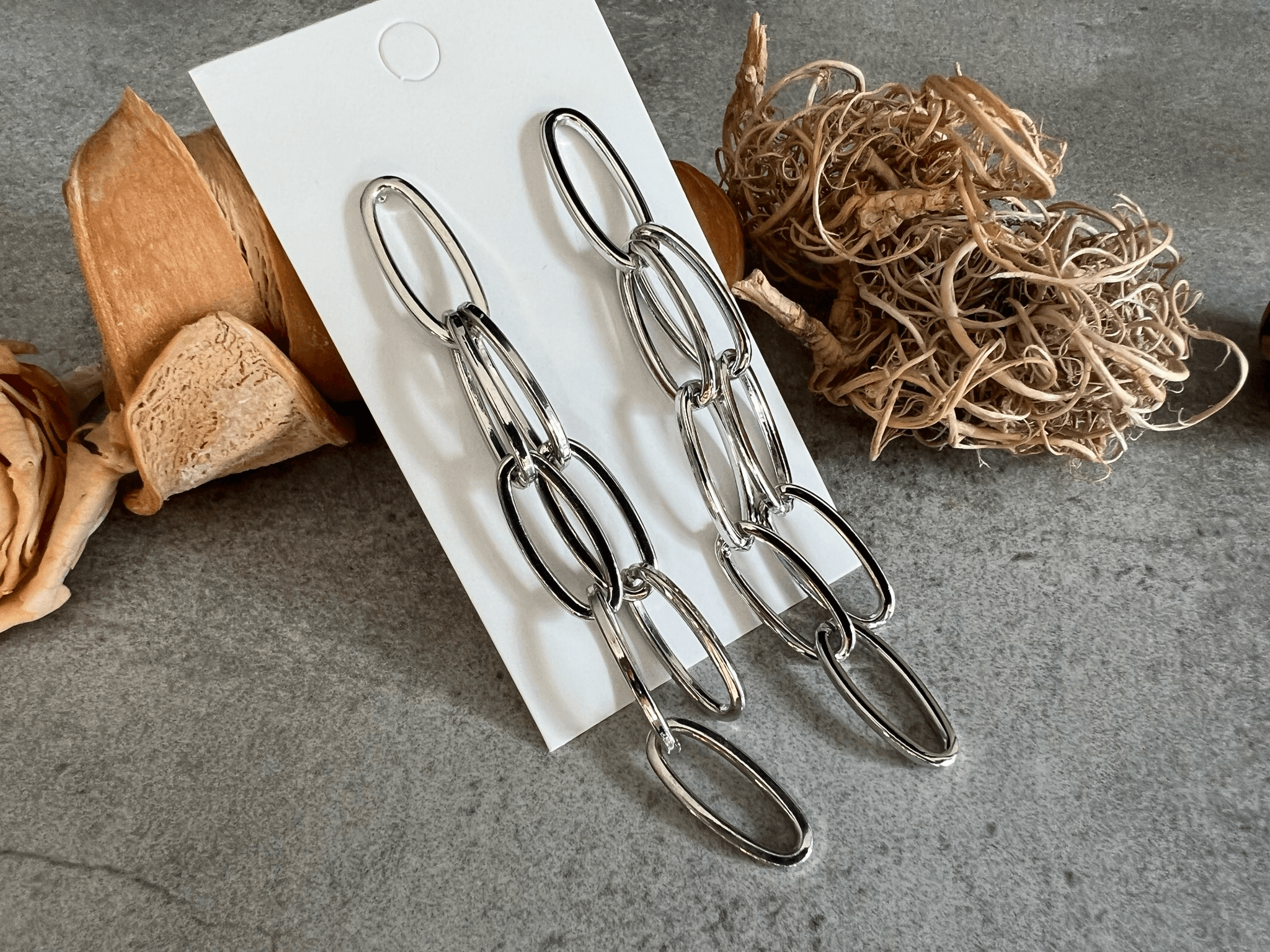 Boucles d’oreilles JOSINE maillons argentés - Créations Uniques