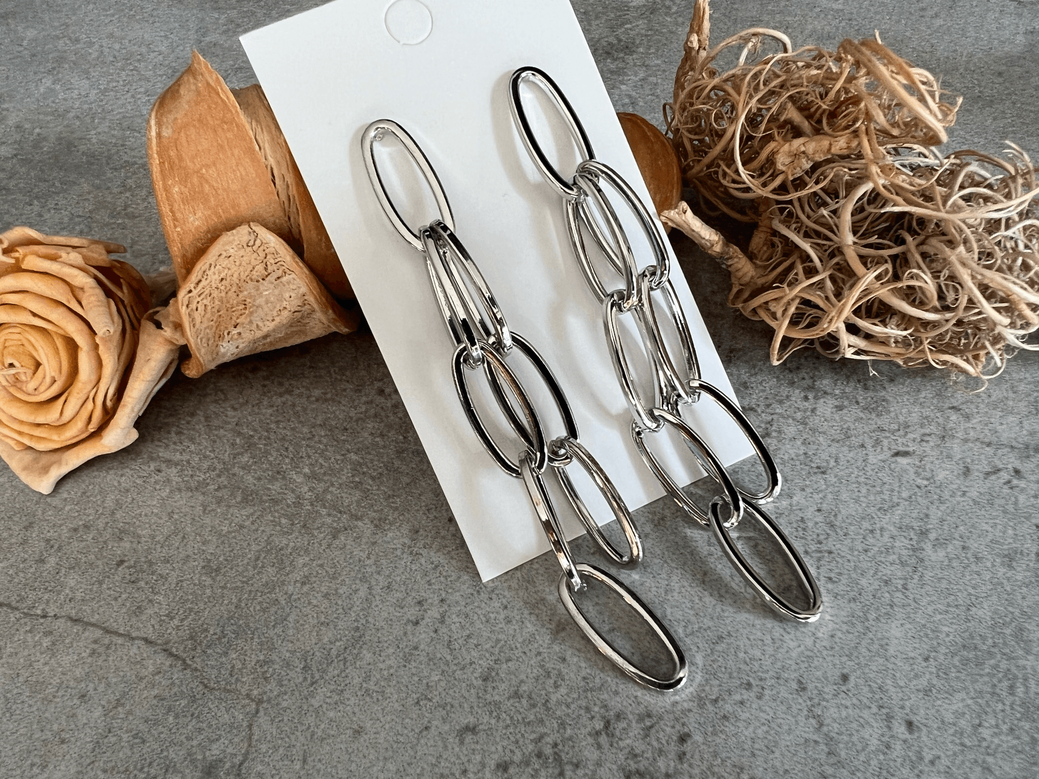 Boucles d’oreilles JOSINE maillons argentés - Créations Uniques