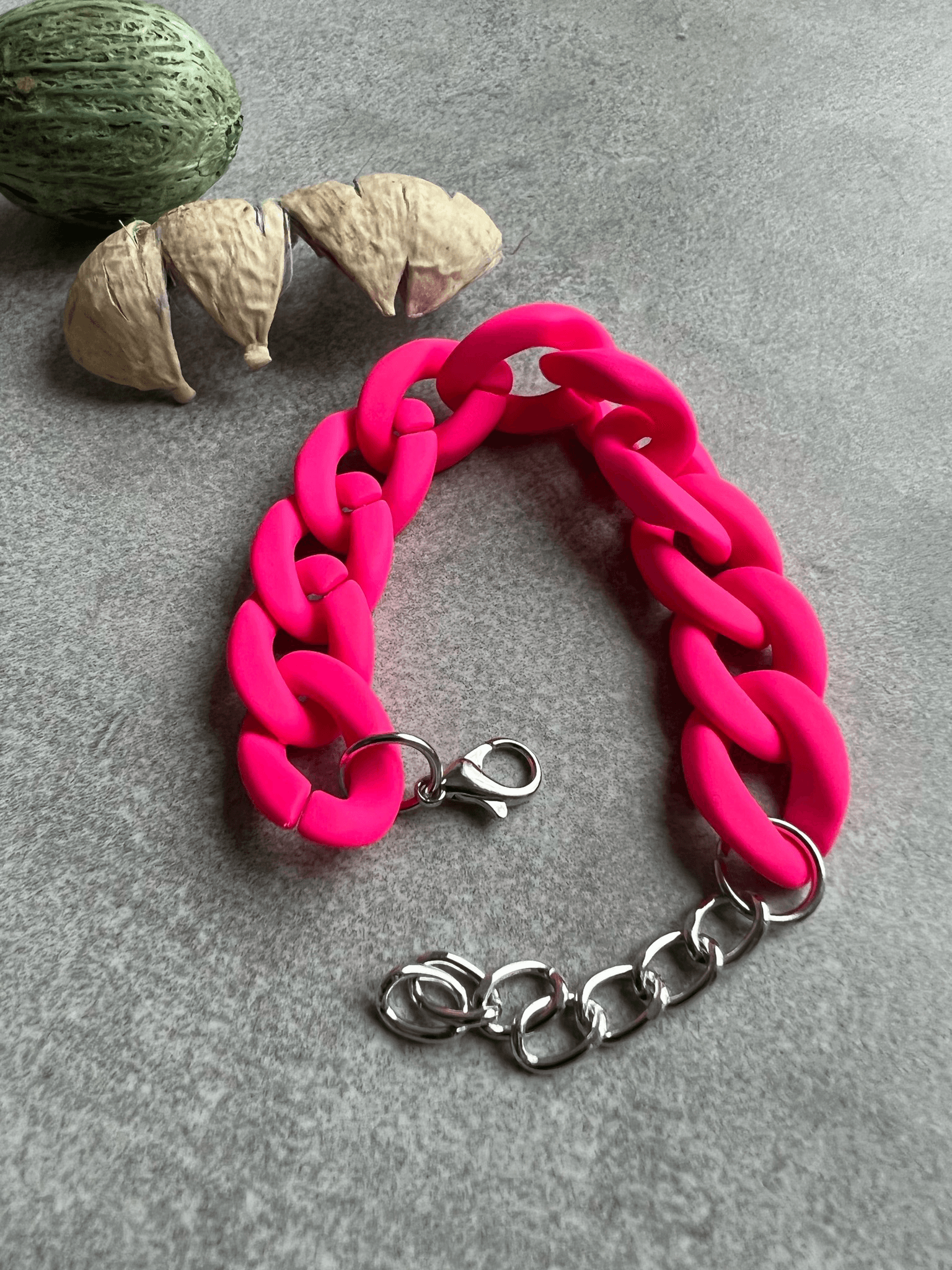 Bracelet EDDY maillons rose fluo - Créations Uniques