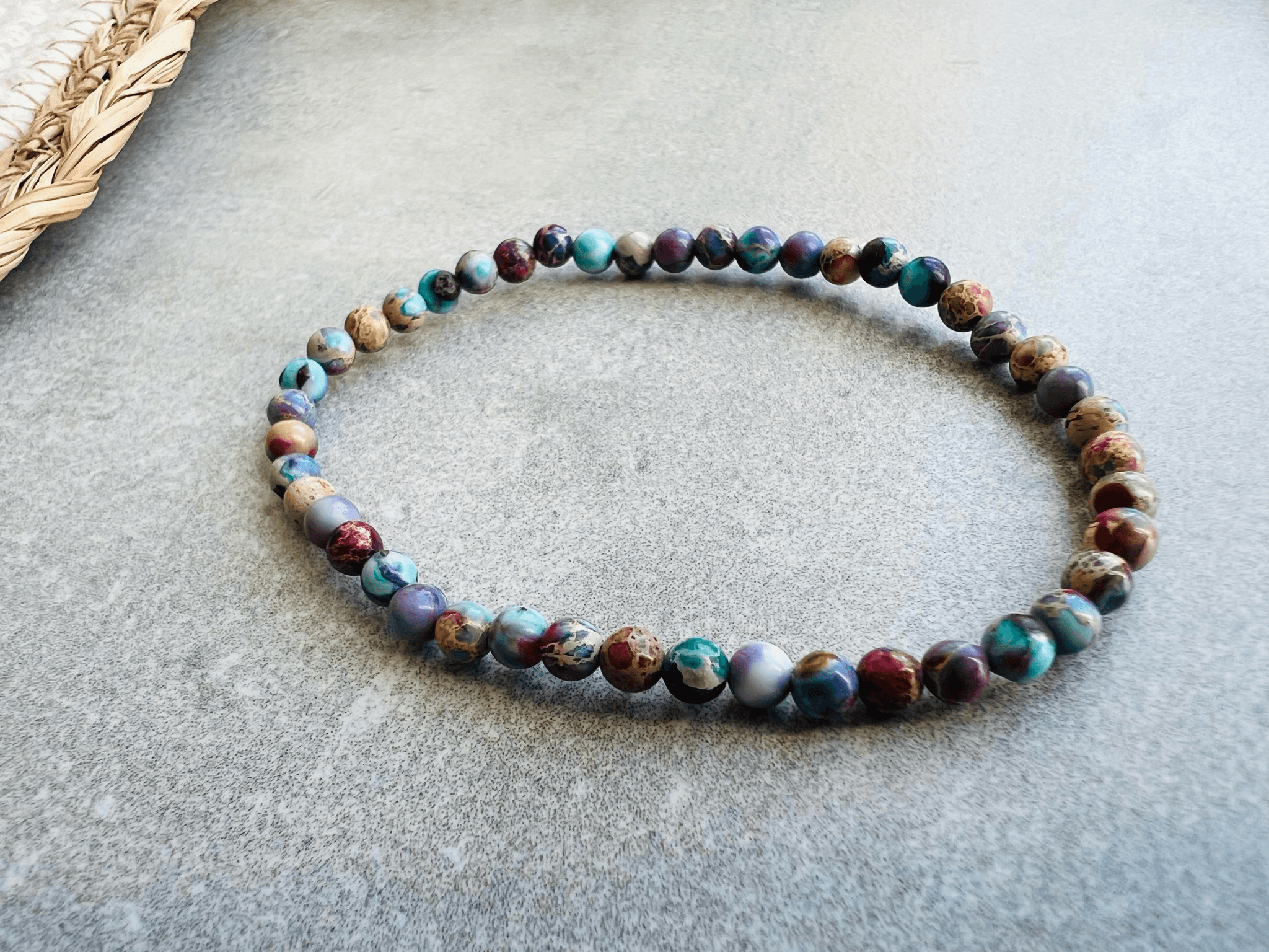 Bracelet GRENADINES Perles minérales jaspe impérial. - Créations Uniques