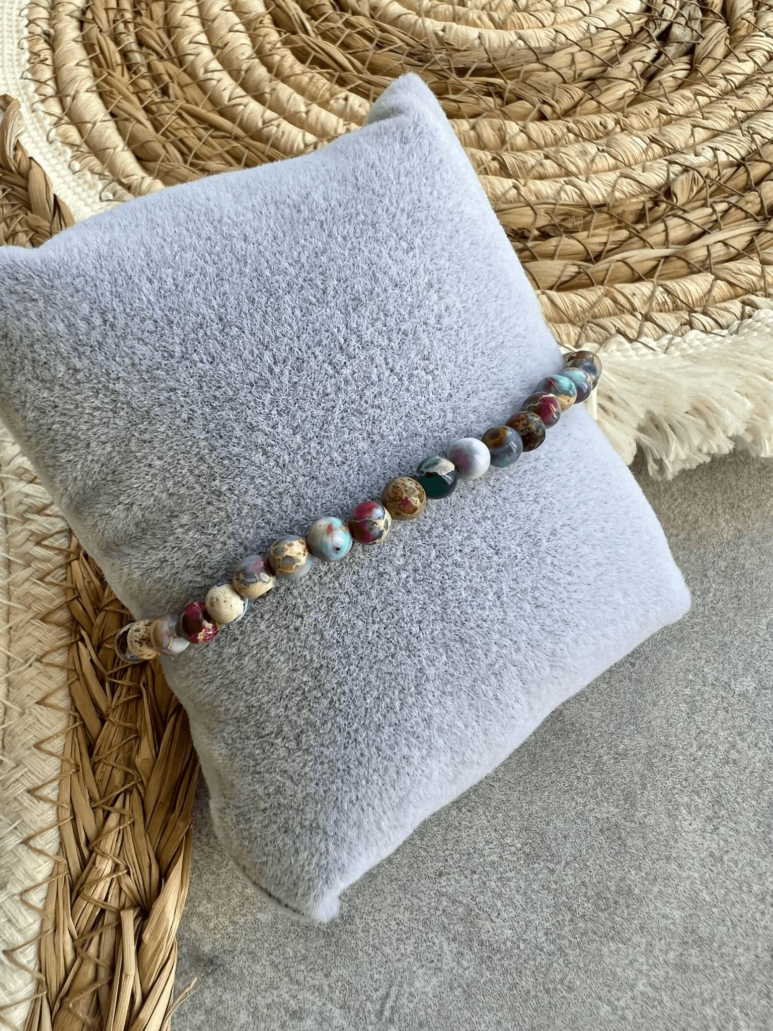 Bracelet GRENADINES Perles minérales jaspe impérial. - Créations Uniques