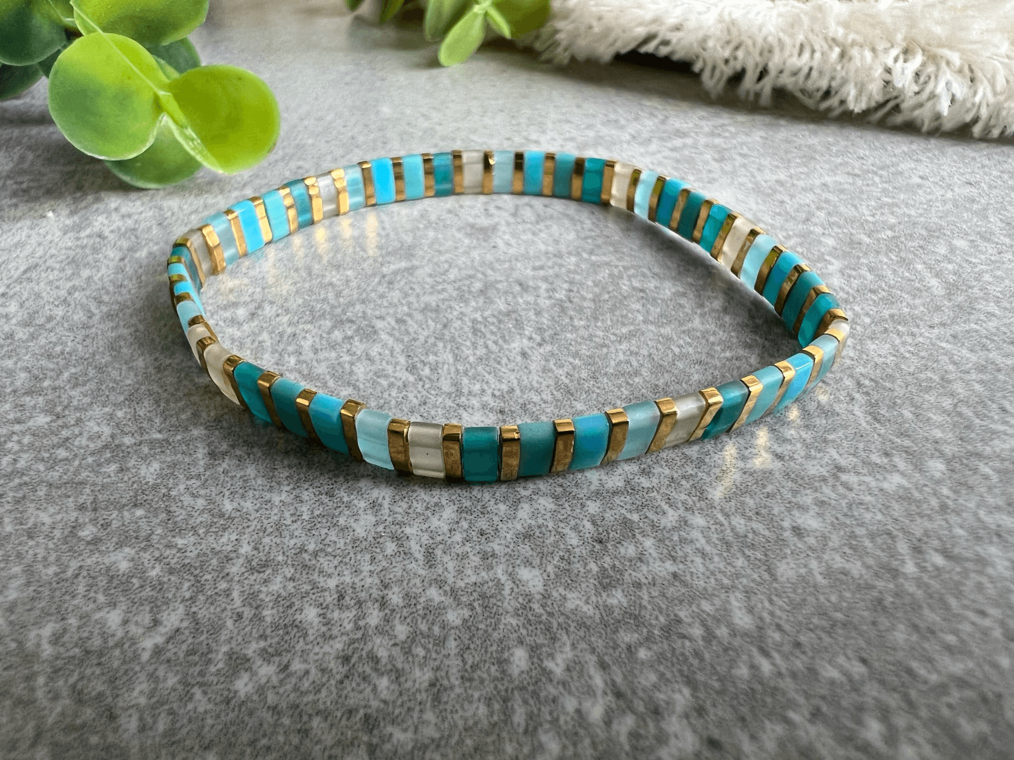 Bracelet VALENCIA perles bleues - Créations Uniques