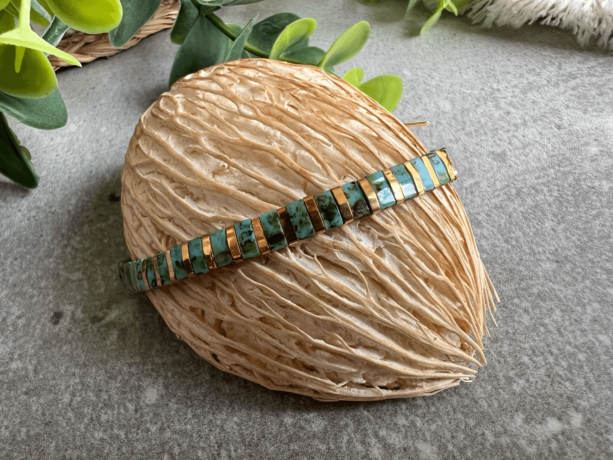 Bracelet SEVILLE perles turquoises - Créations Uniques