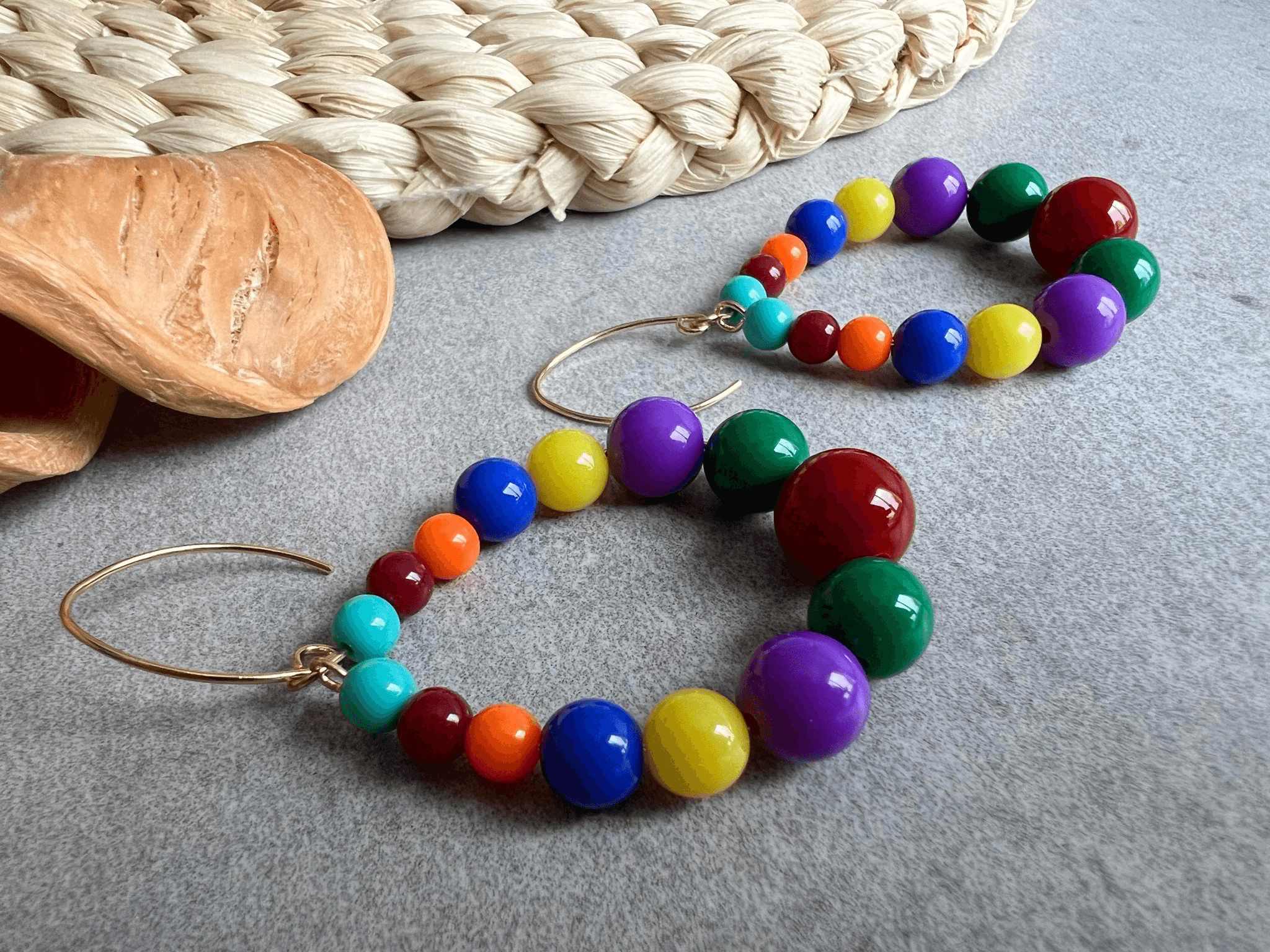 Boucles d’oreilles JANE perles multicolores - Créations Uniques - Créations Uniques