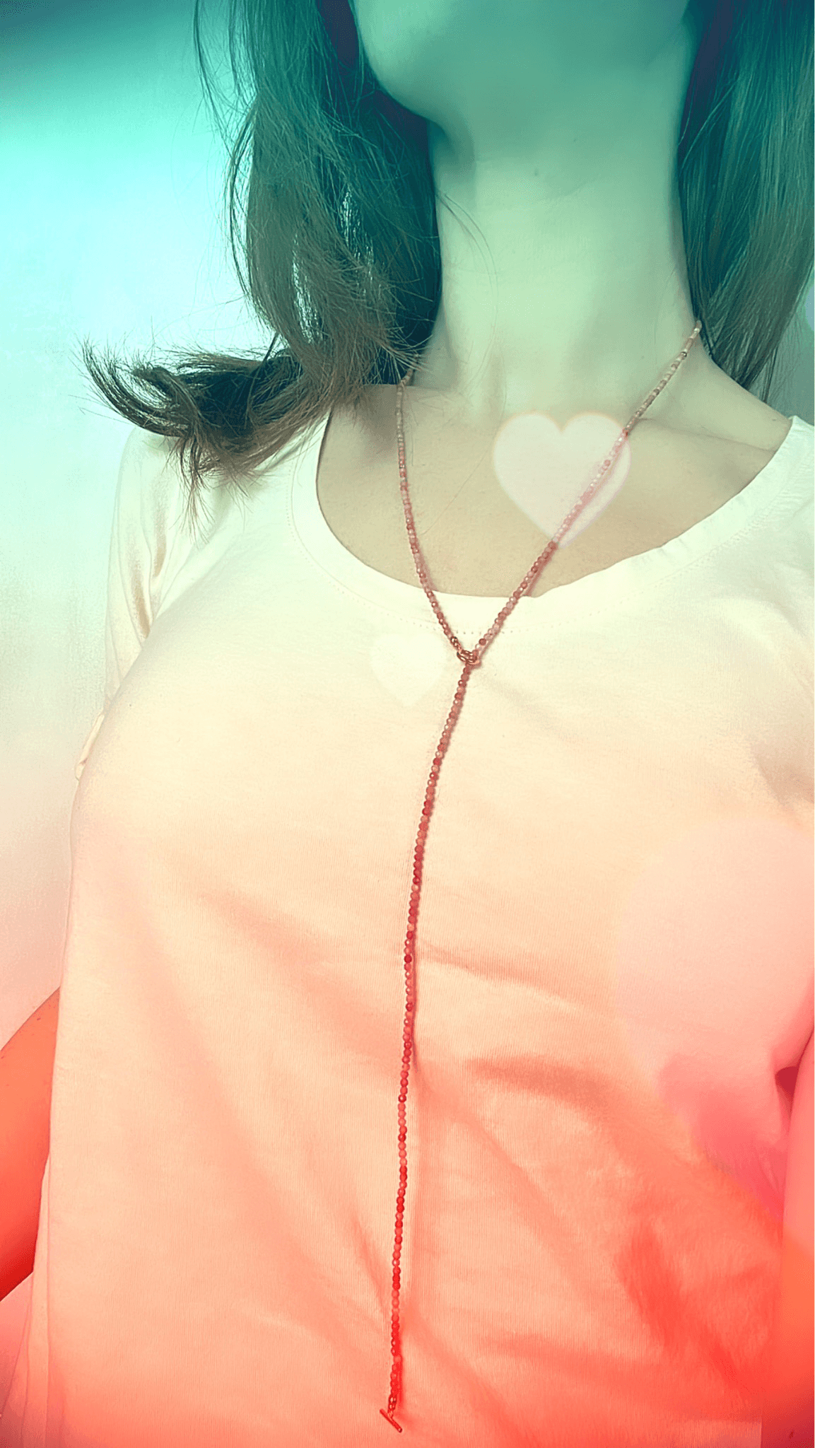 Collier LA DIGUE fines perles roses , style bohème plongeant - Créations Uniques