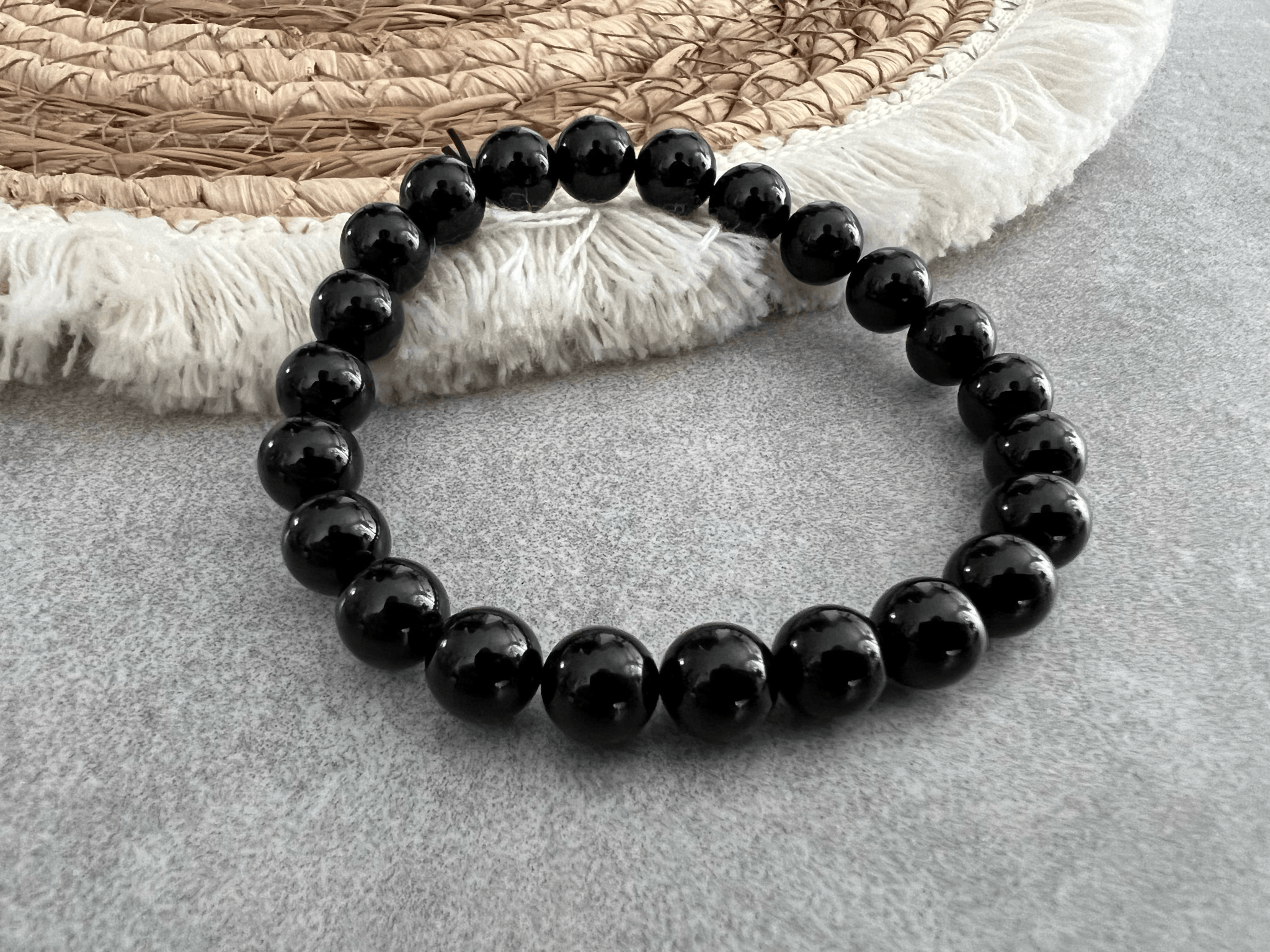 Bracelet ARABIE - perles minérales Tourmaline noire - Créations Uniques