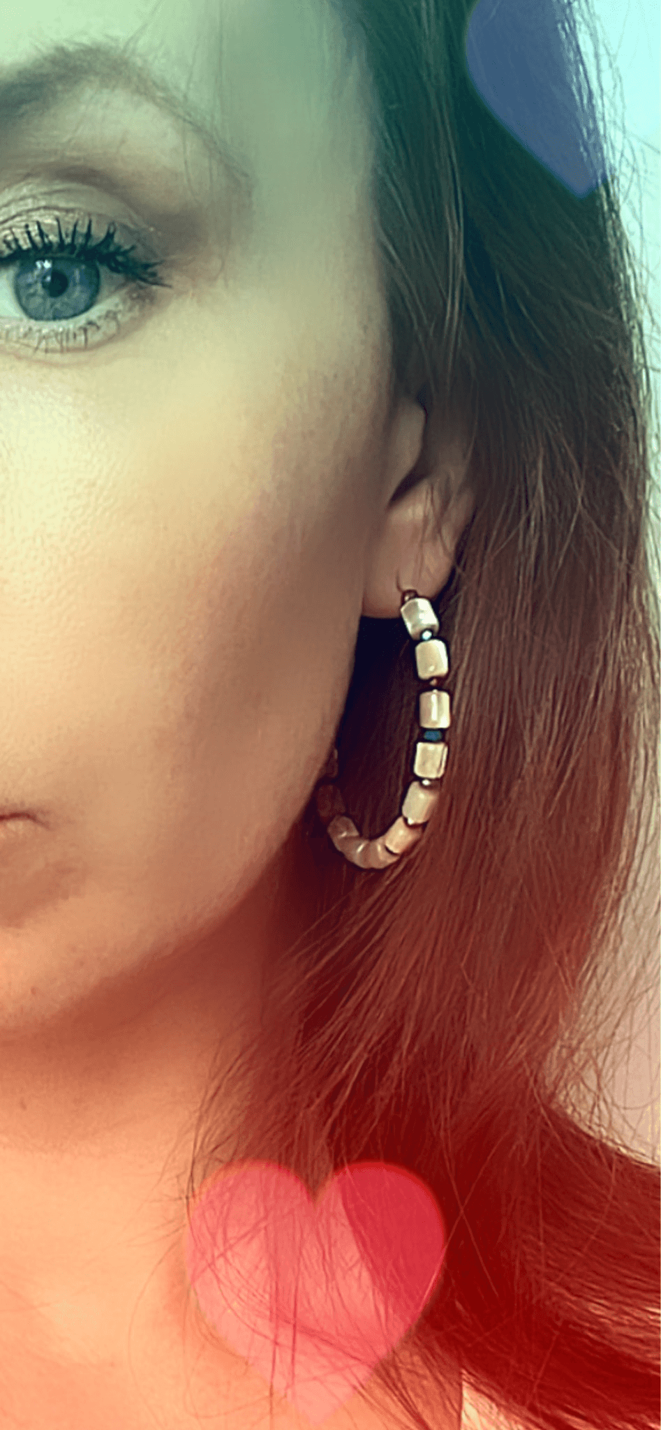 Boucles d’oreilles DOUNIA anneaux perles nacrées beiges - Créations Uniques