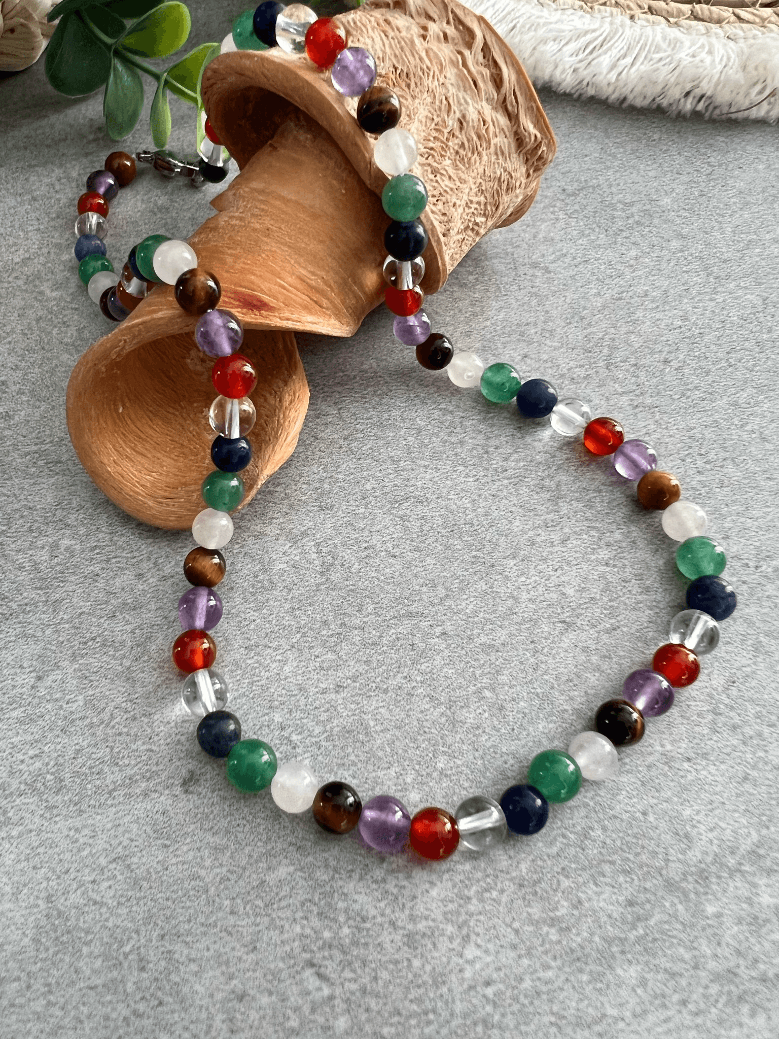 Collier 7 CHAKRAS ras de cou perles minérales. - Créations Uniques