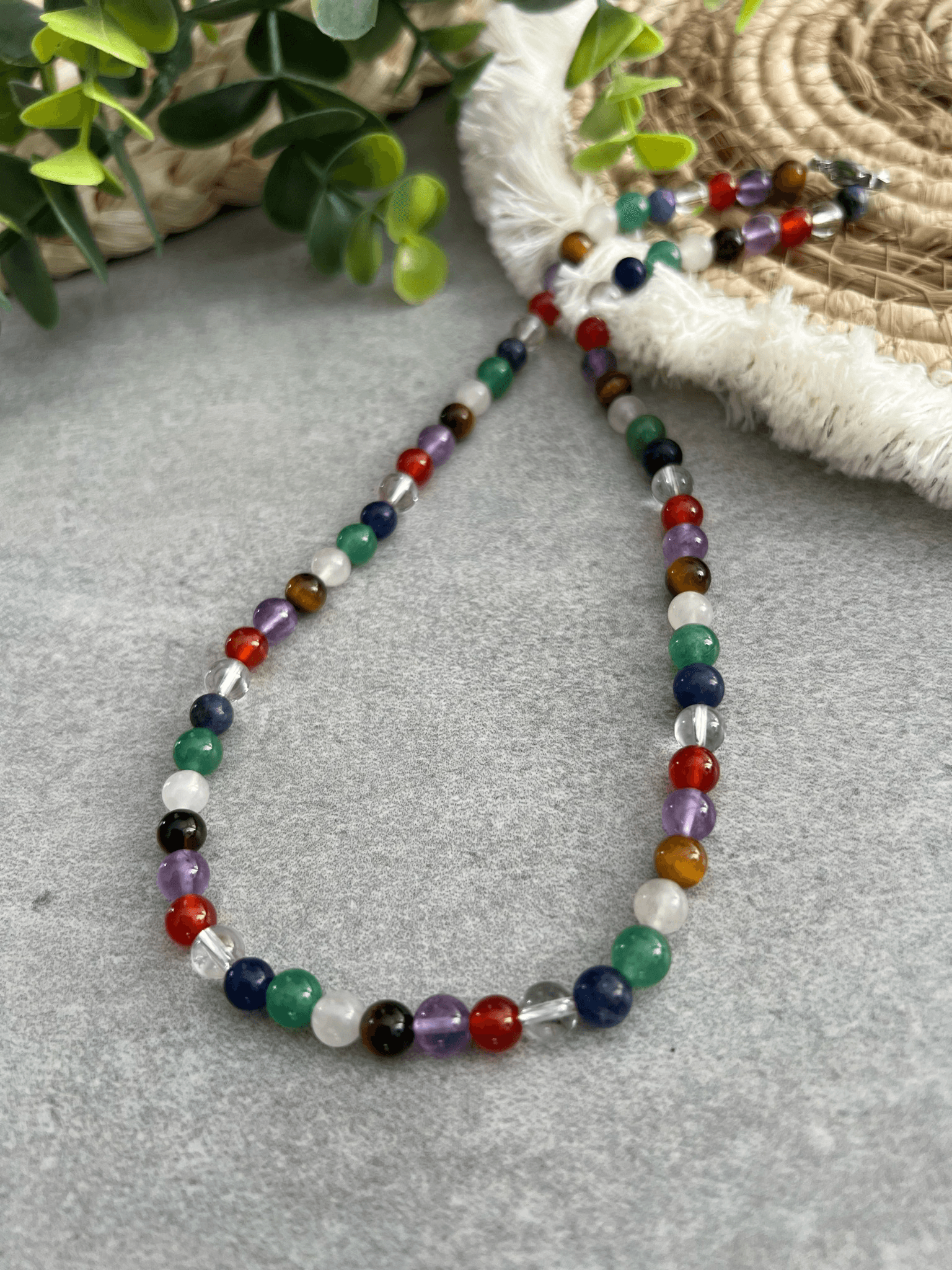 Collier 7 CHAKRAS ras de cou perles minérales. - Créations Uniques