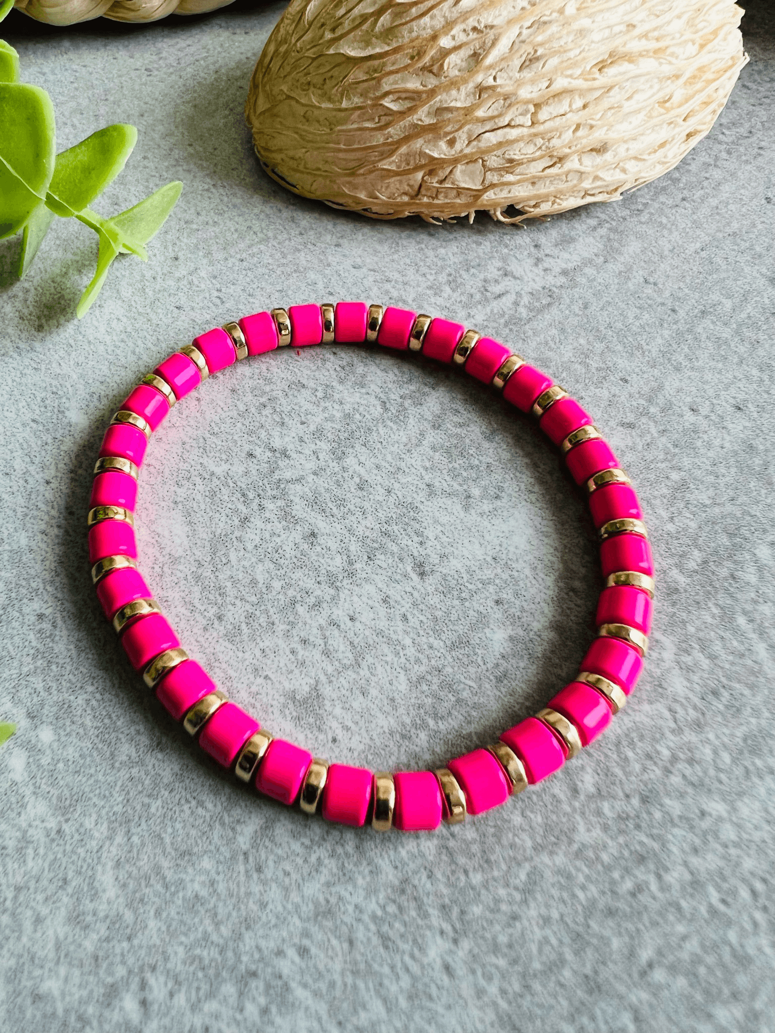 Bracelet CALVI perles roses - Créations Uniques