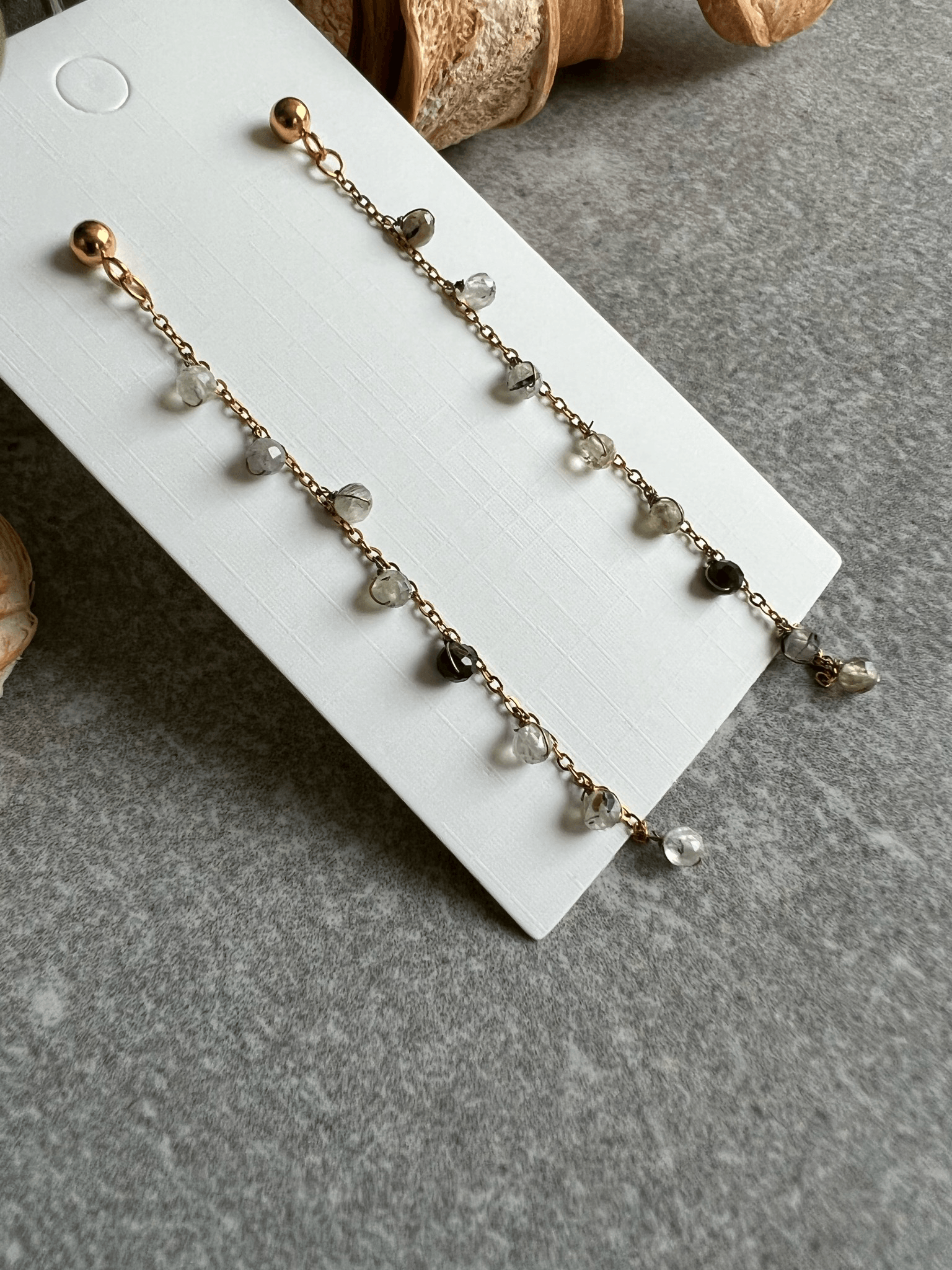 Boucles d’oreilles ALEXIANE perles fines sur chaînes - Créations Uniques