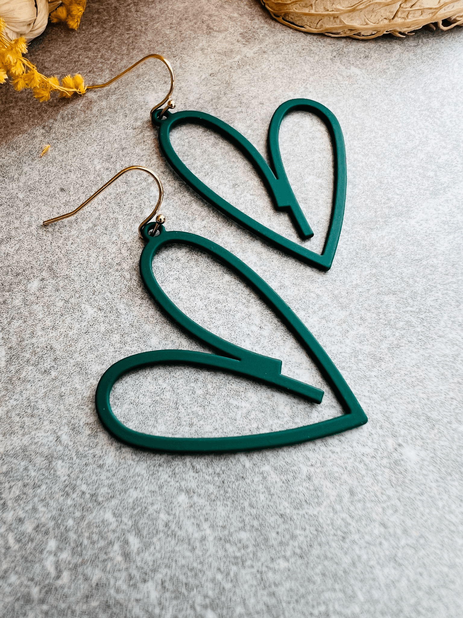 Boucles d’oreilles CAROLINA cœurs verts - Créations Uniques