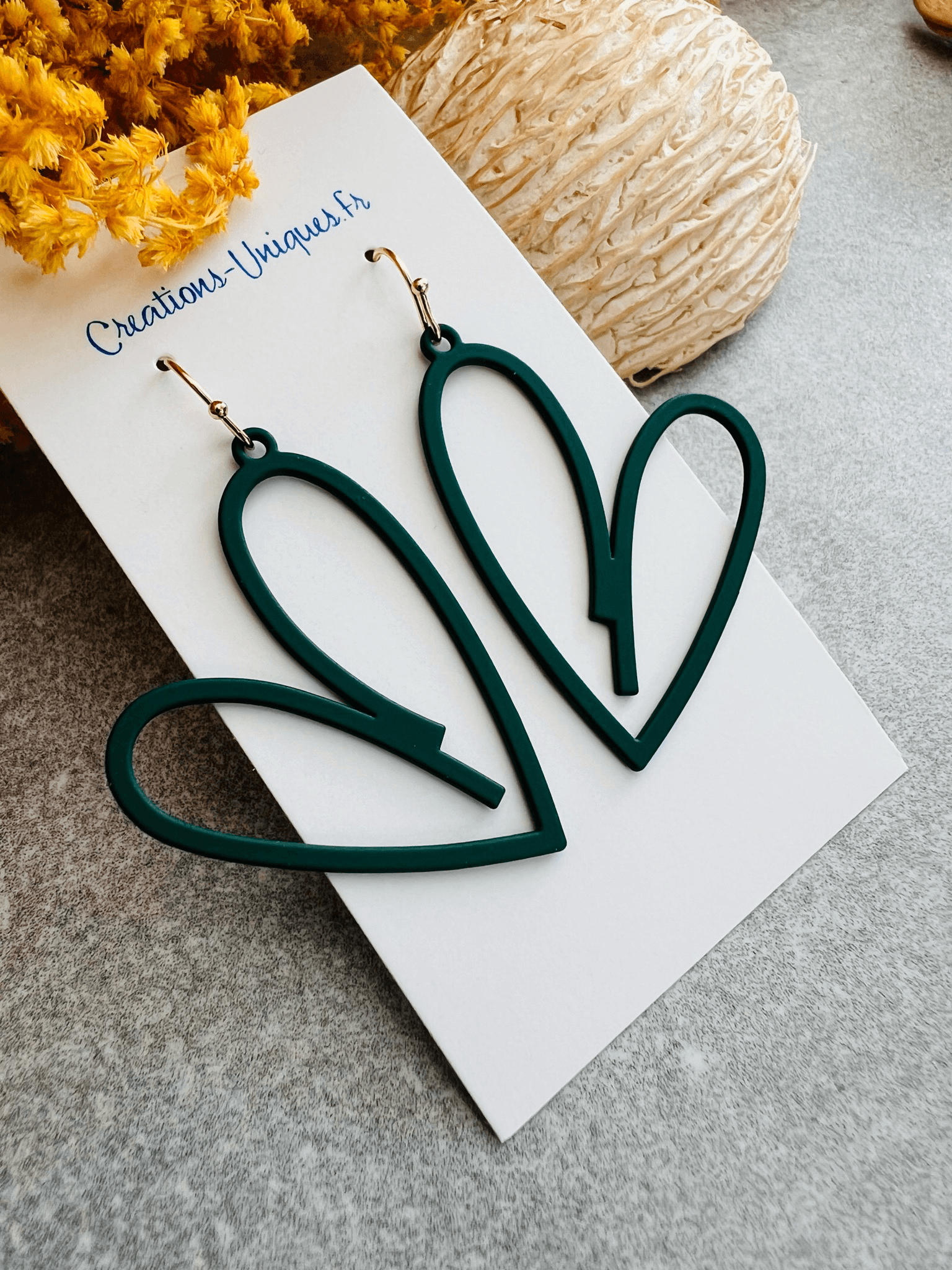 Boucles d’oreilles CAROLINA cœurs verts - Créations Uniques