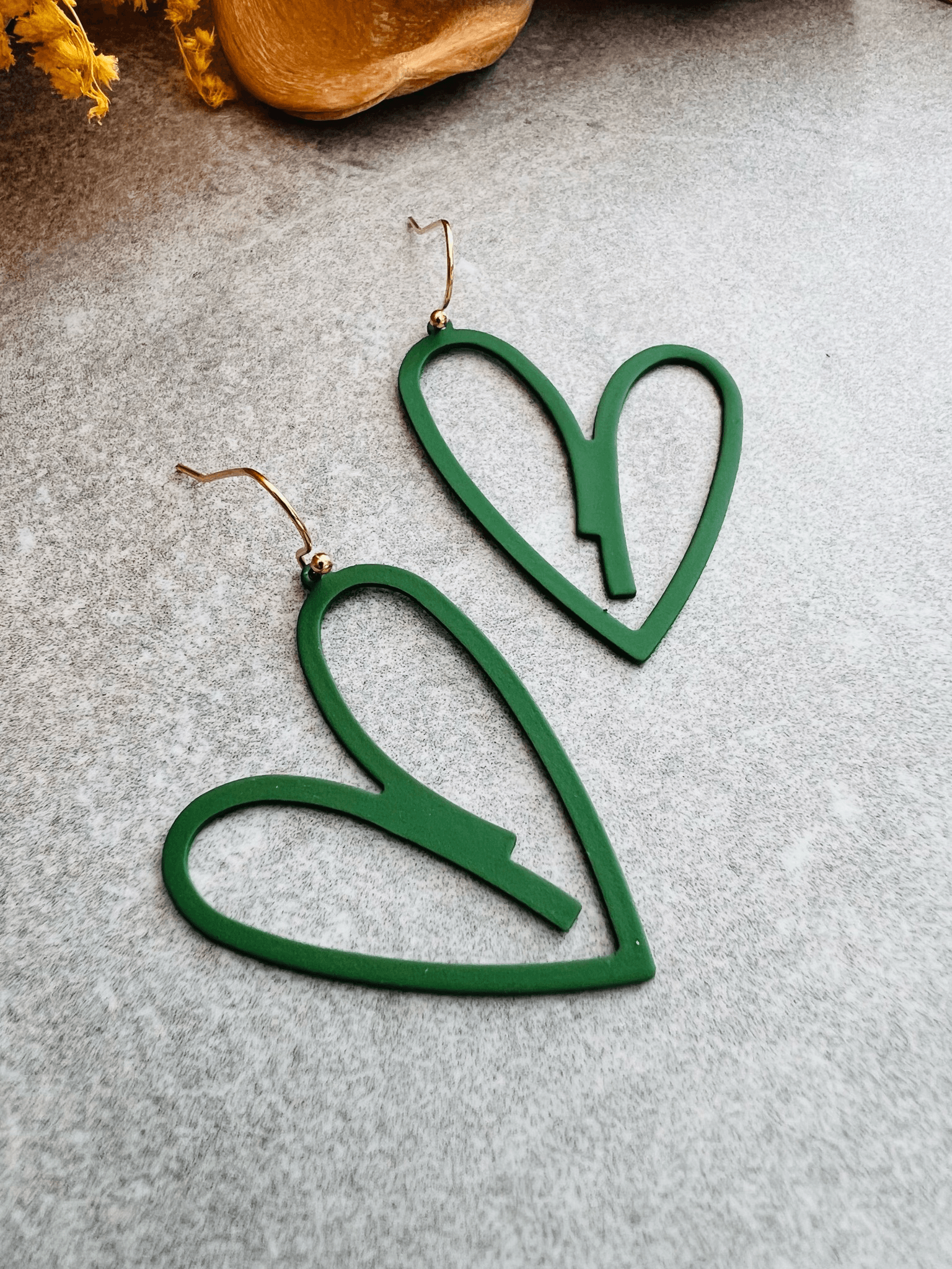 Boucles d’oreilles MANUELA cœurs verts - Créations Uniques - Créations Uniques