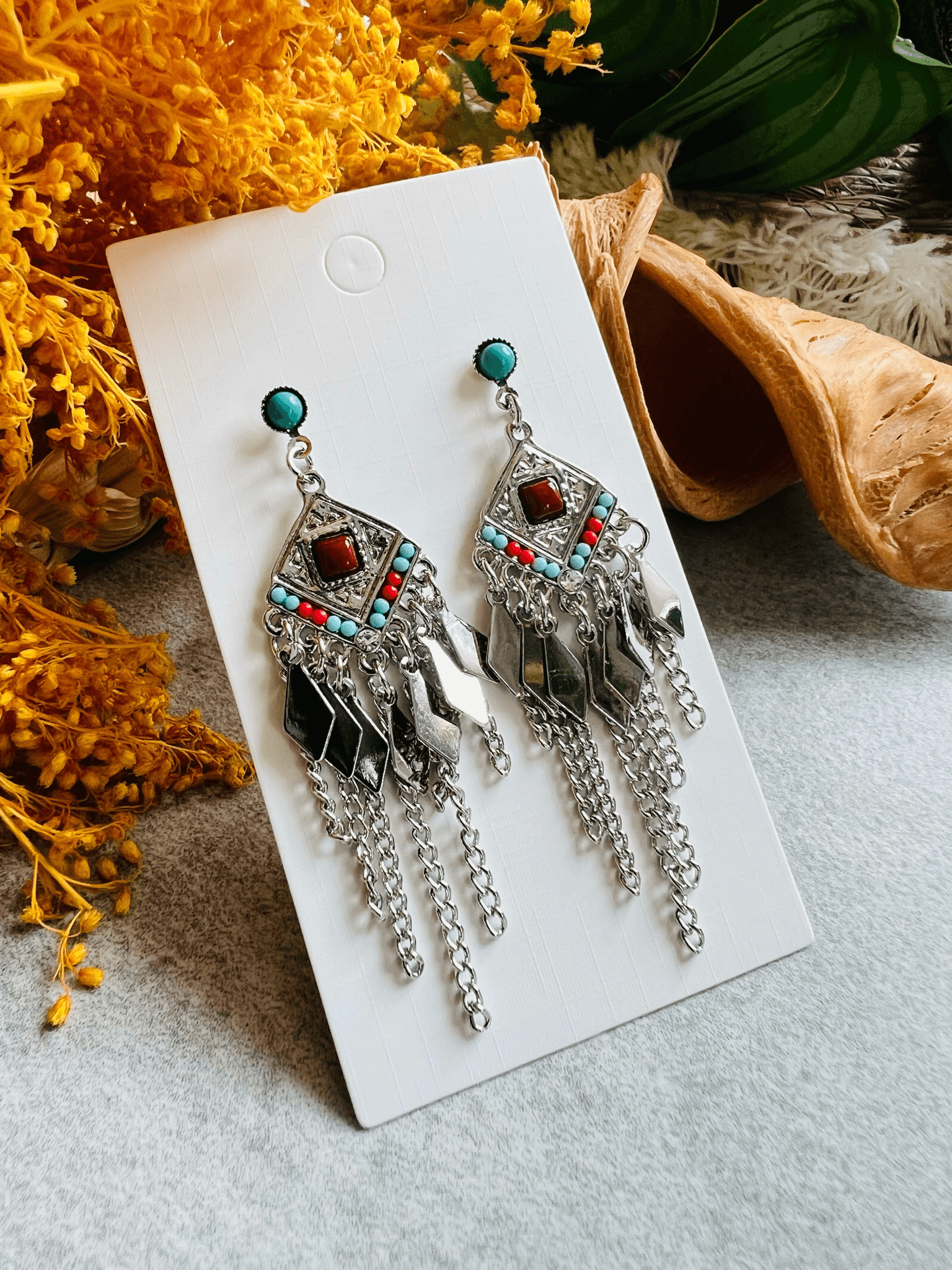 Boucles d’oreilles GHISLAINE style bohème argenté - Créations Uniques