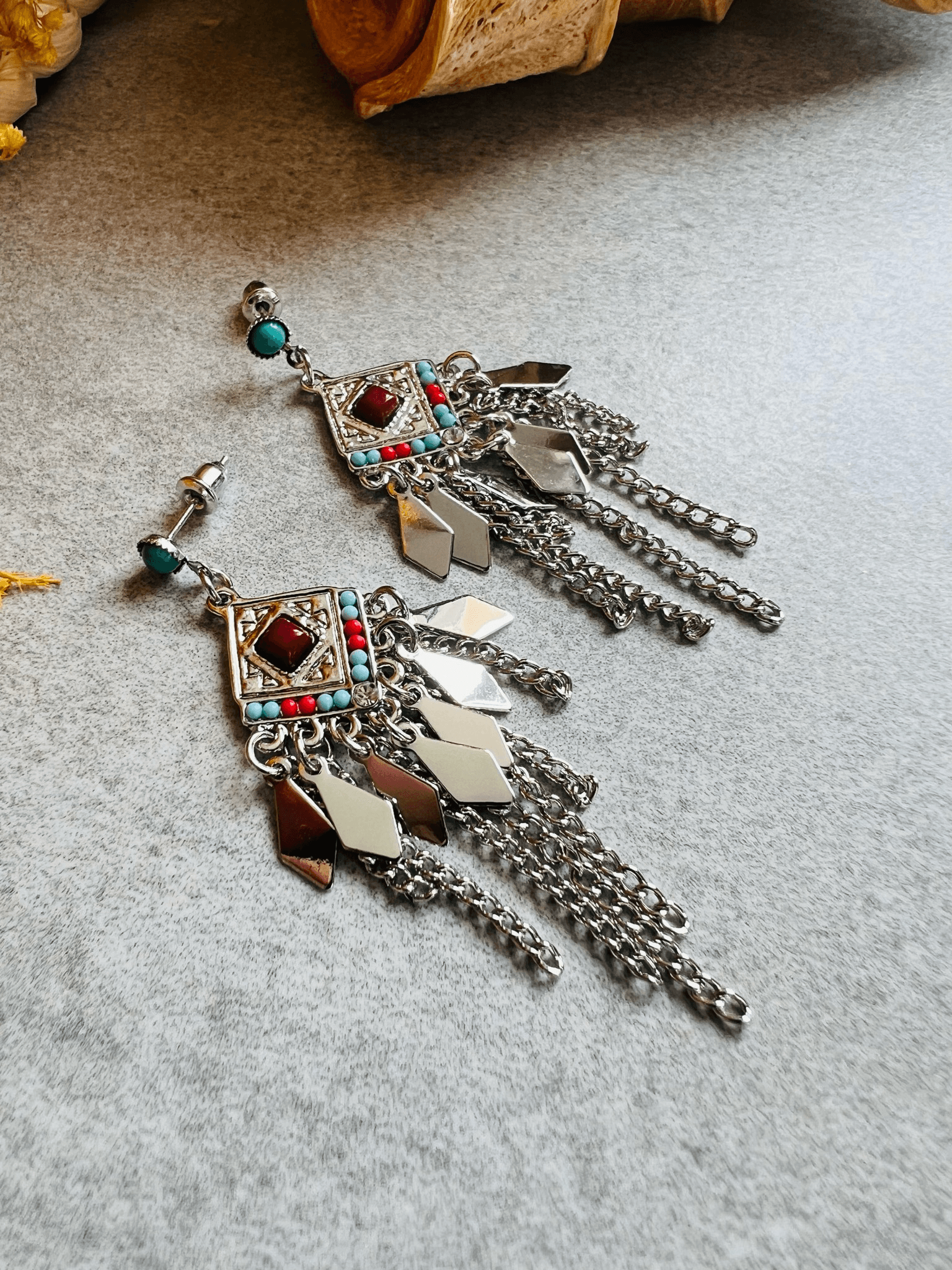 Boucles d’oreilles GHISLAINE style bohème argenté - Créations Uniques