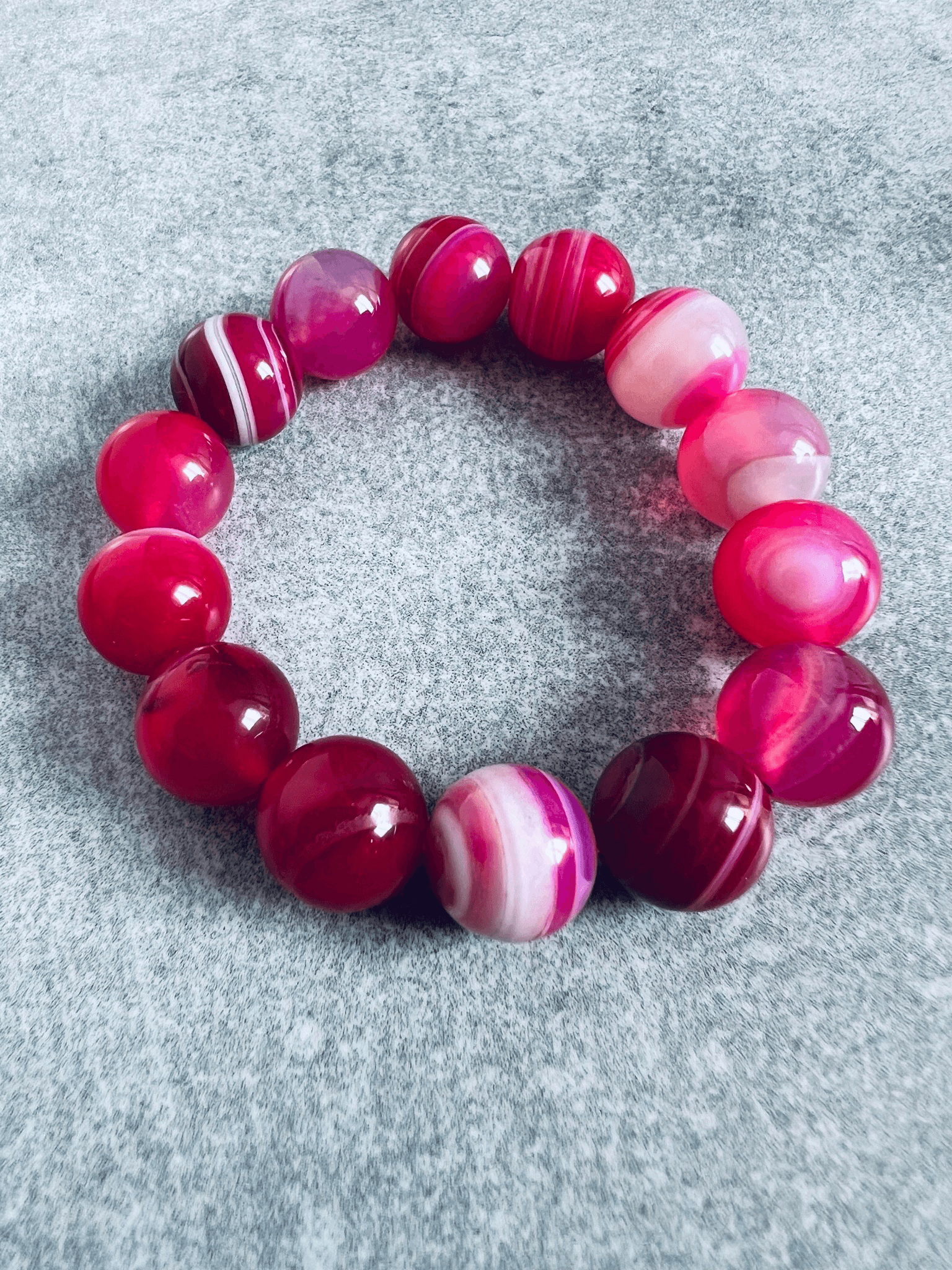 Bracelet perles Agate Rose - Créations Uniques