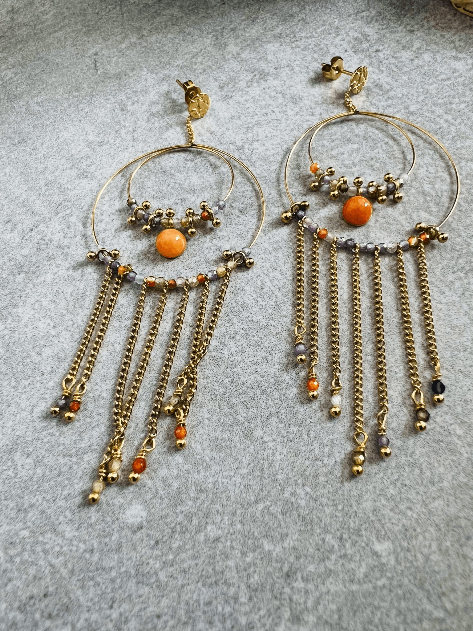 Boucles d’oreilles ANNABELLE perles oranges - Créations Uniques