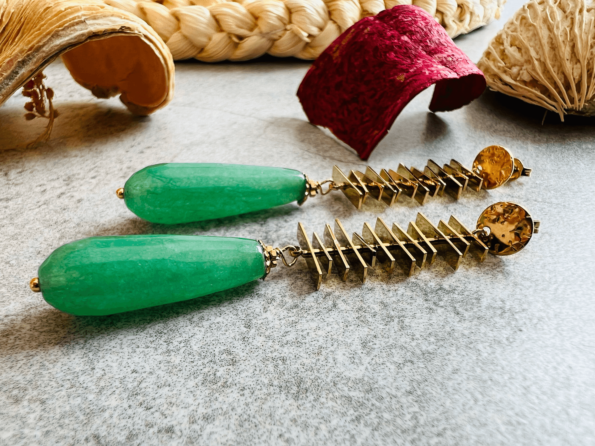 Boucles d’oreilles chic TIANA gouttes vertes - Créations Uniques