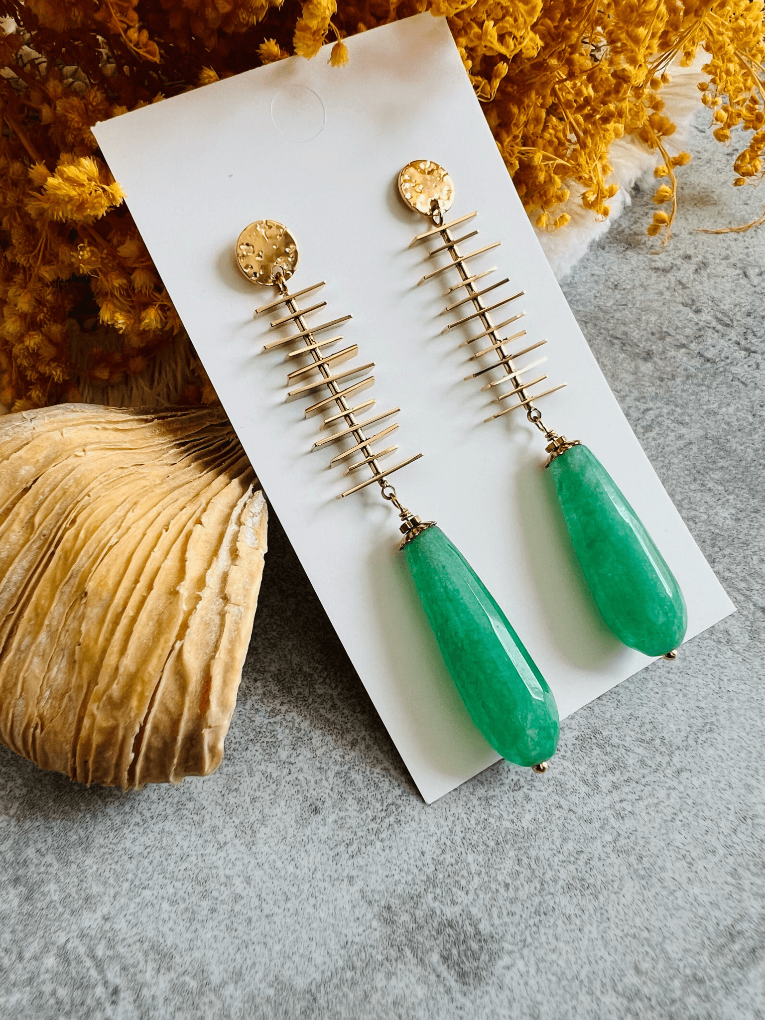 Boucles d’oreilles chic TIANA gouttes vertes - Créations Uniques