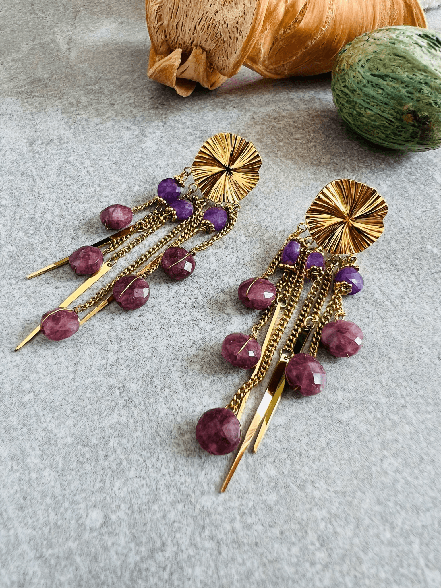 Boucles d’oreilles ANNAH perles violet mauve - Créations Uniques