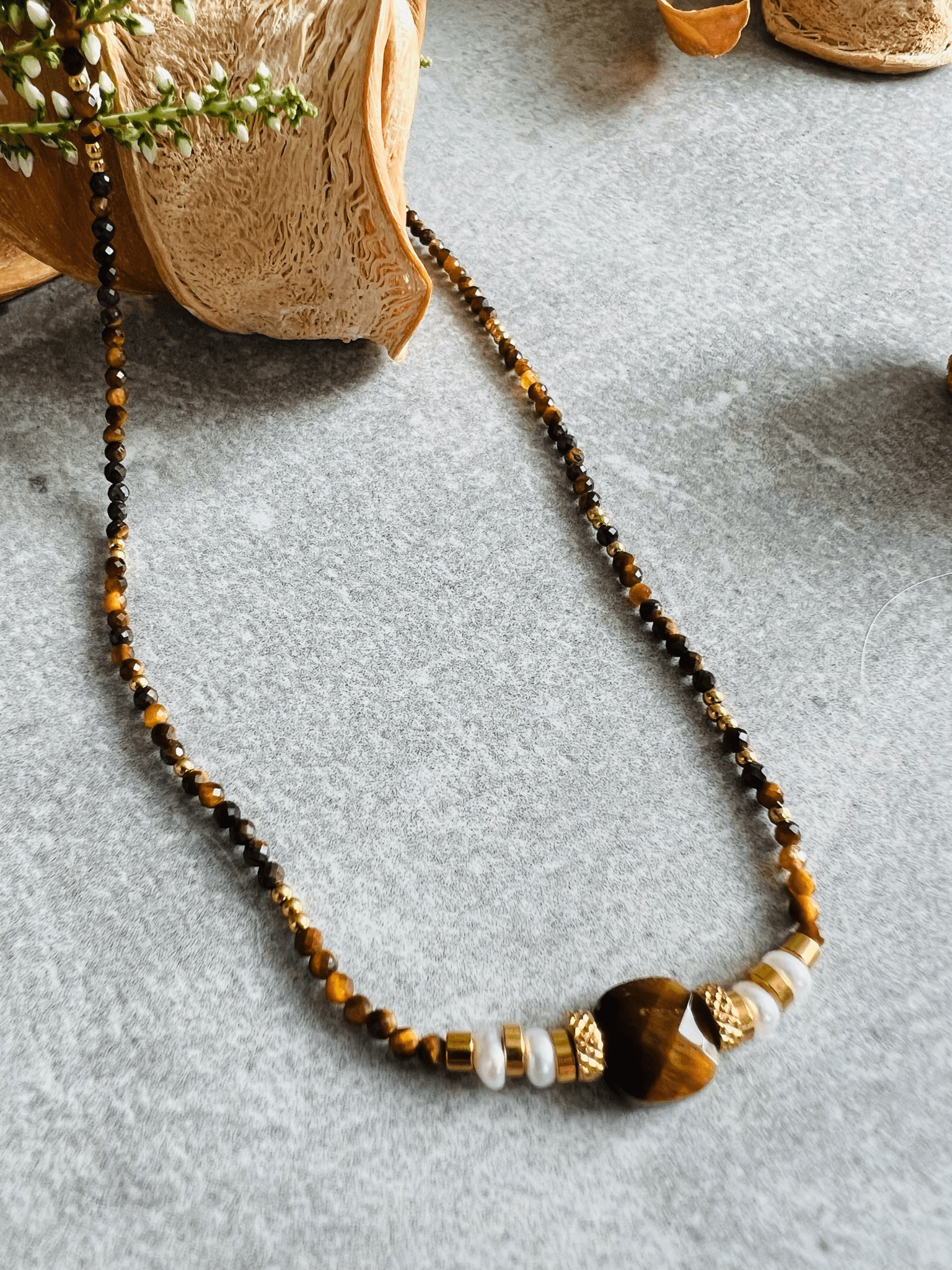 Collier JEANNE perles marrons - Créations Uniques