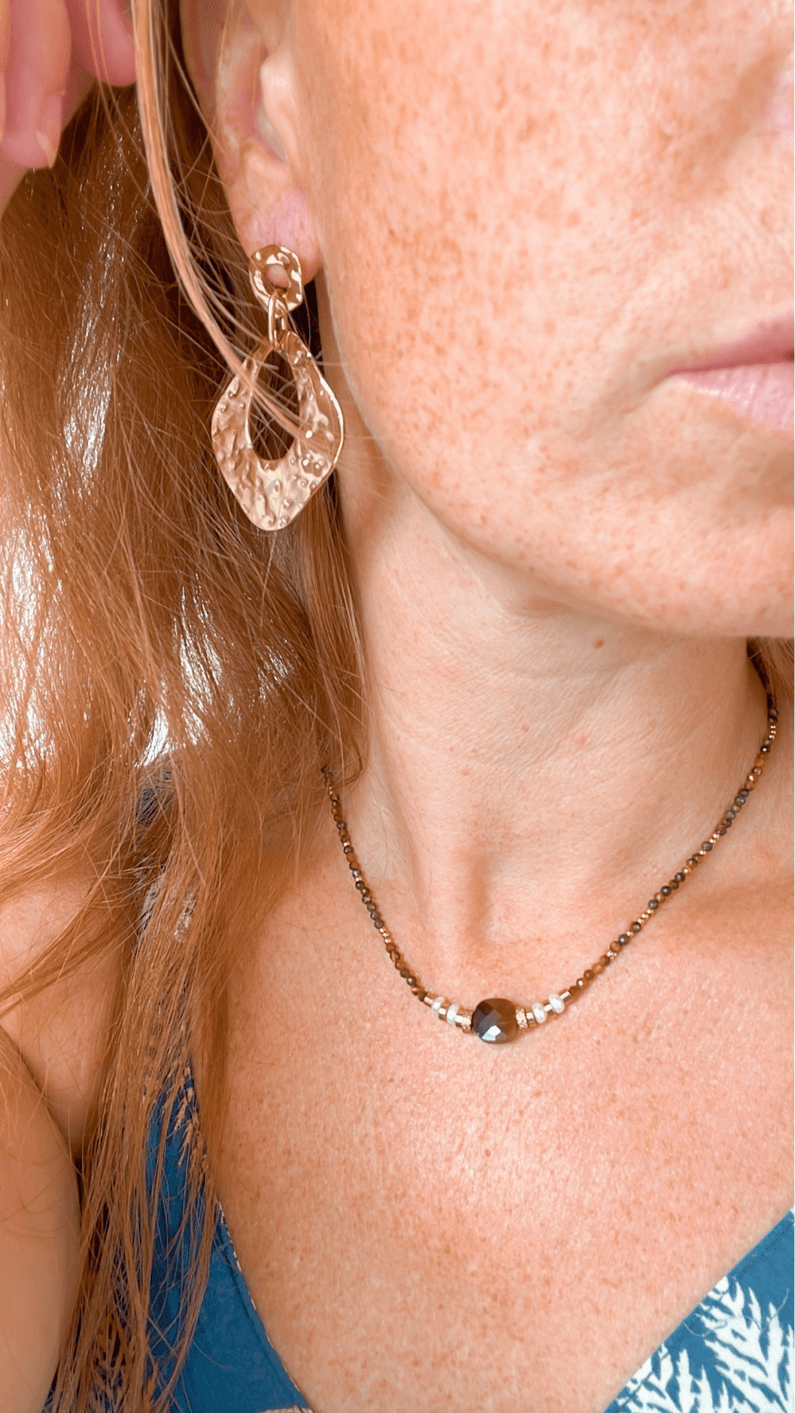 Collier JEANNE perles marrons - Créations Uniques