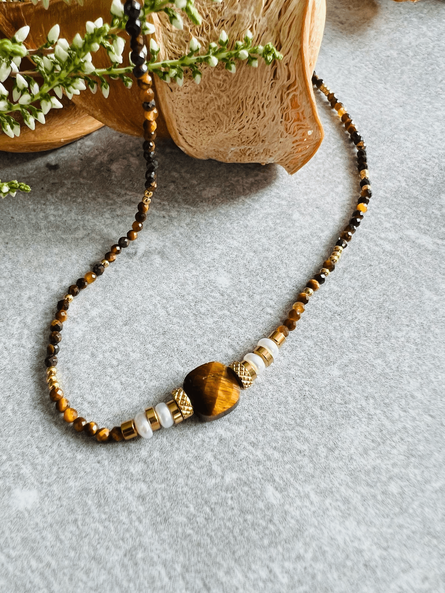 Collier JEANNE perles marrons - Créations Uniques