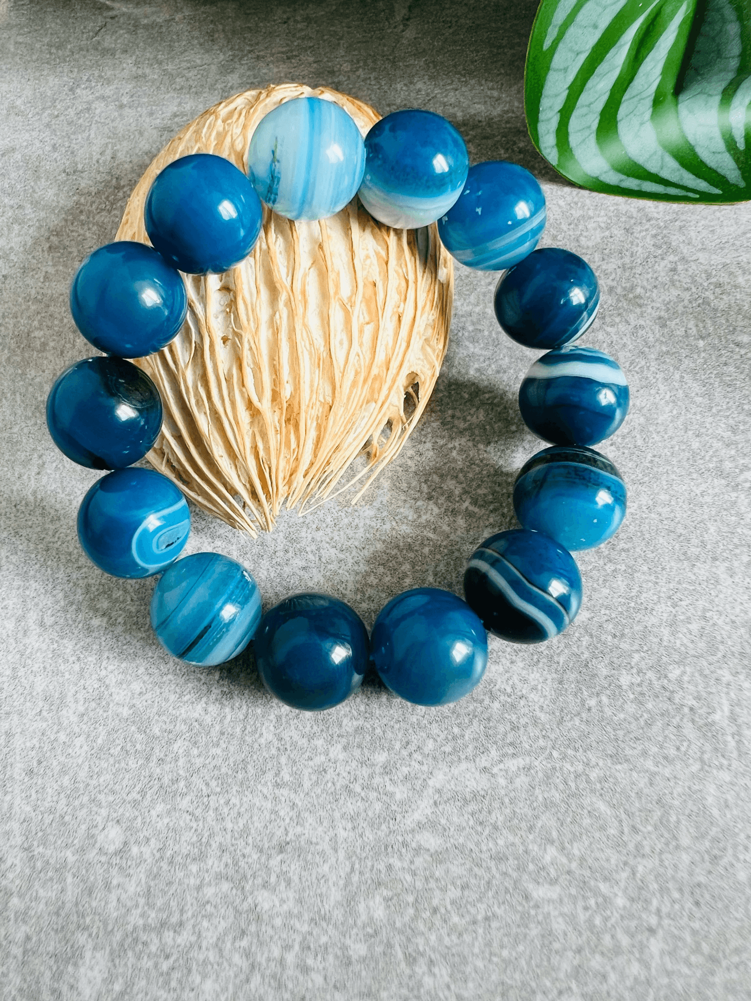 Bracelet perles BLEU AGATE - Créations Uniques