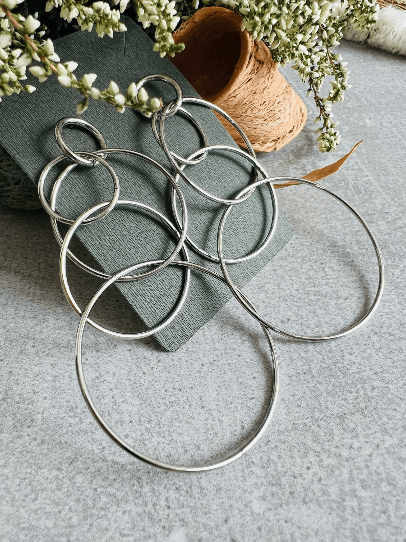 Boucles d’oreilles longues VANESSA anneaux argentés - Créations Uniques