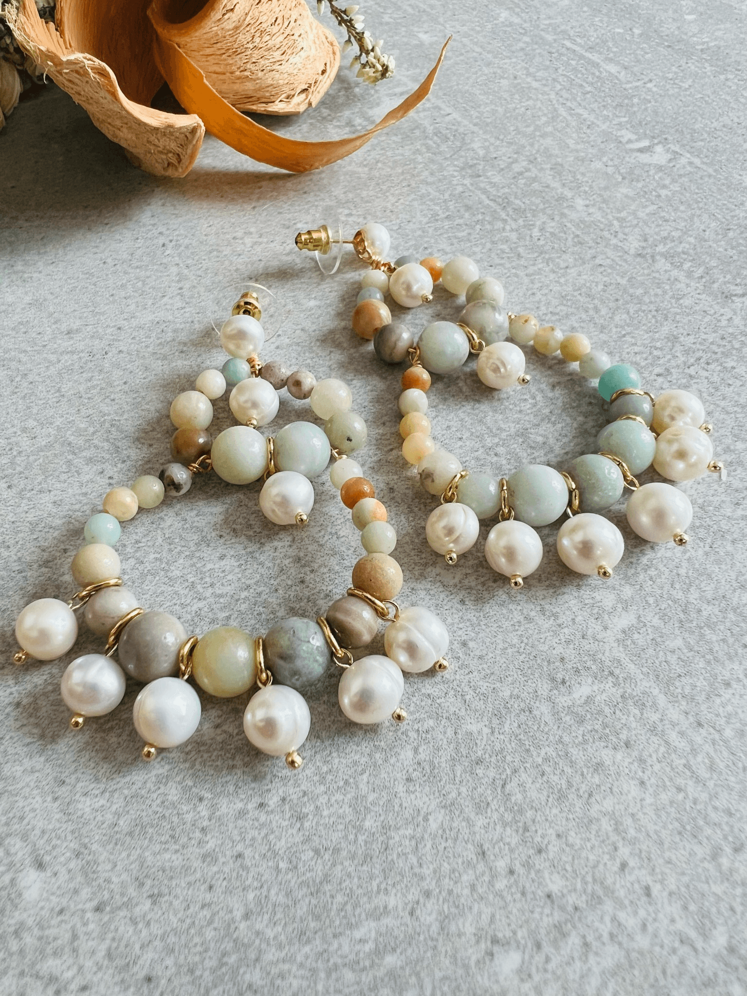 Boucles d’oreilles SORENE perles pastel. - Créations Uniques