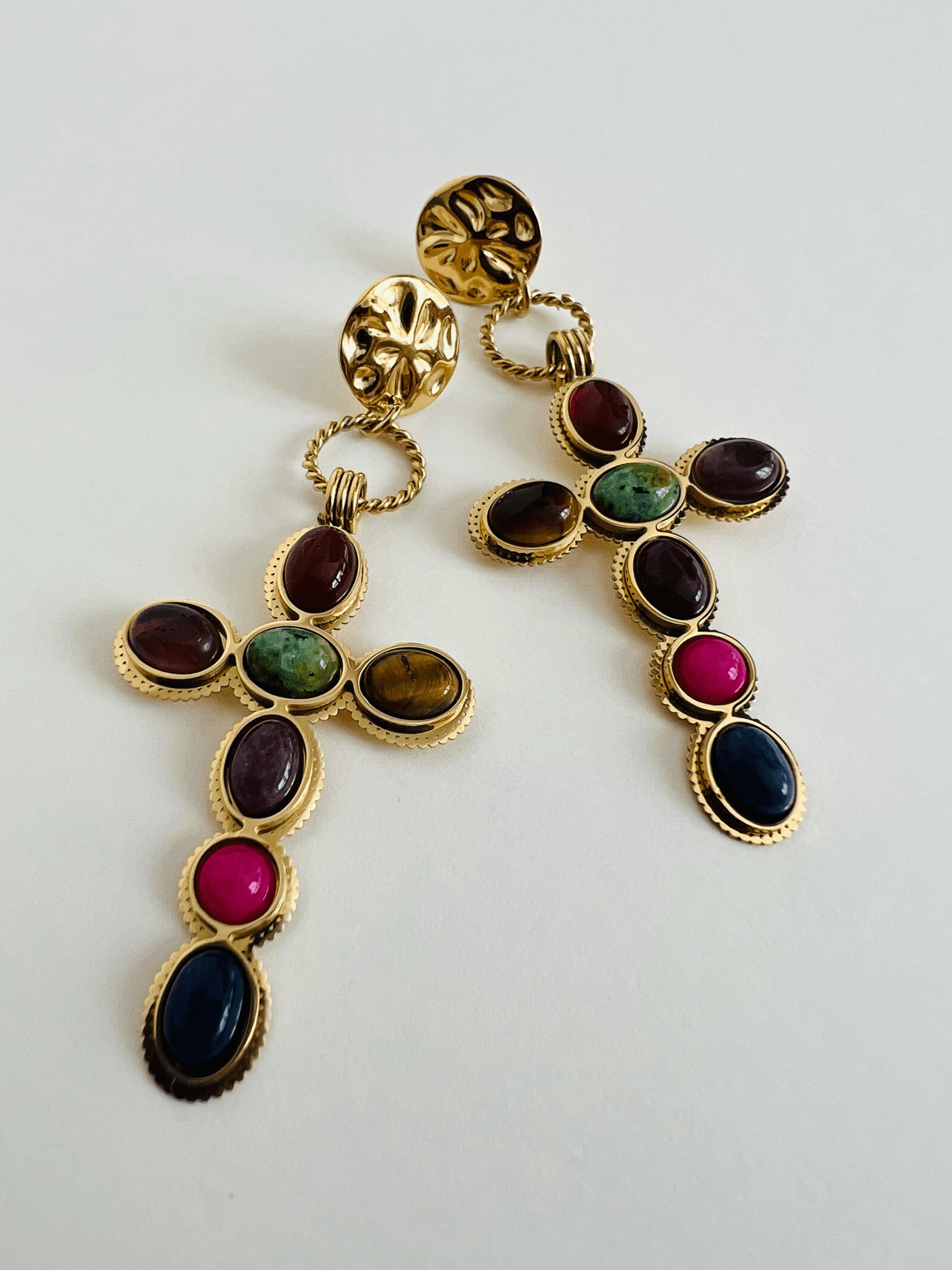 Boucles d’oreilles ANDY croix multicolores - Créations Uniques