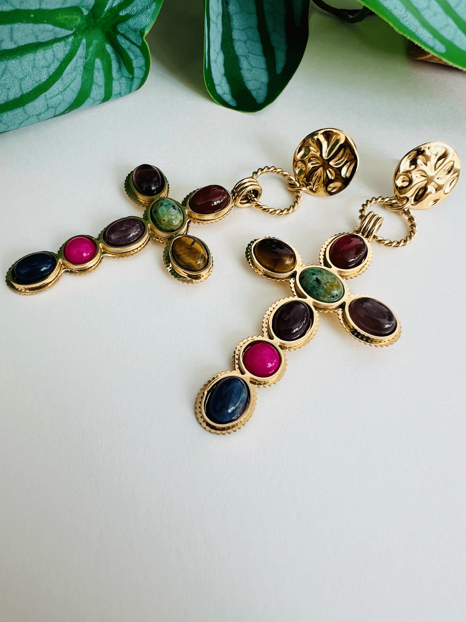 Boucles d’oreilles ANDY croix multicolores - Créations Uniques