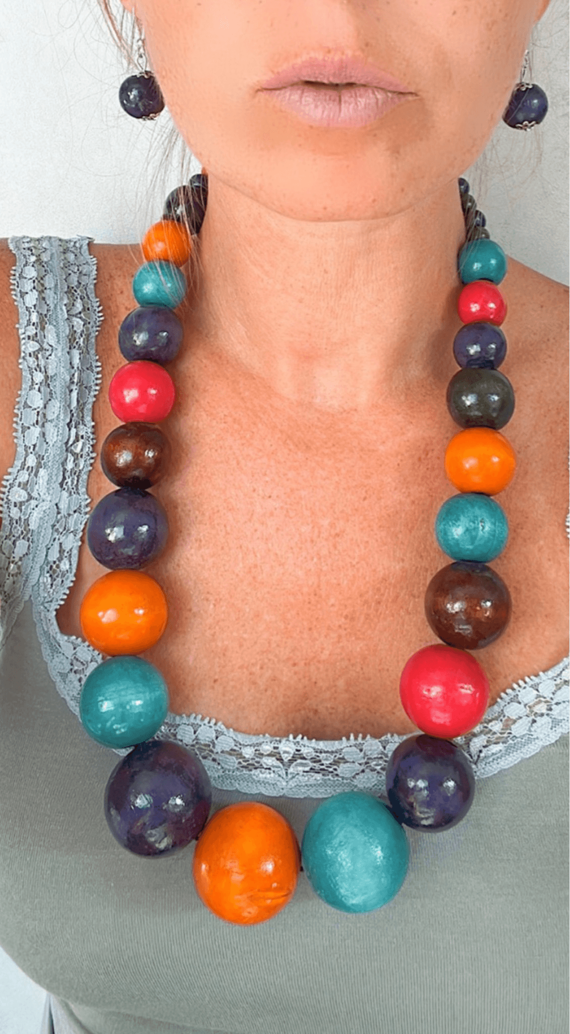 Collier de perles en bois multicolores SORAYA - coup de cœur - Créations Uniques