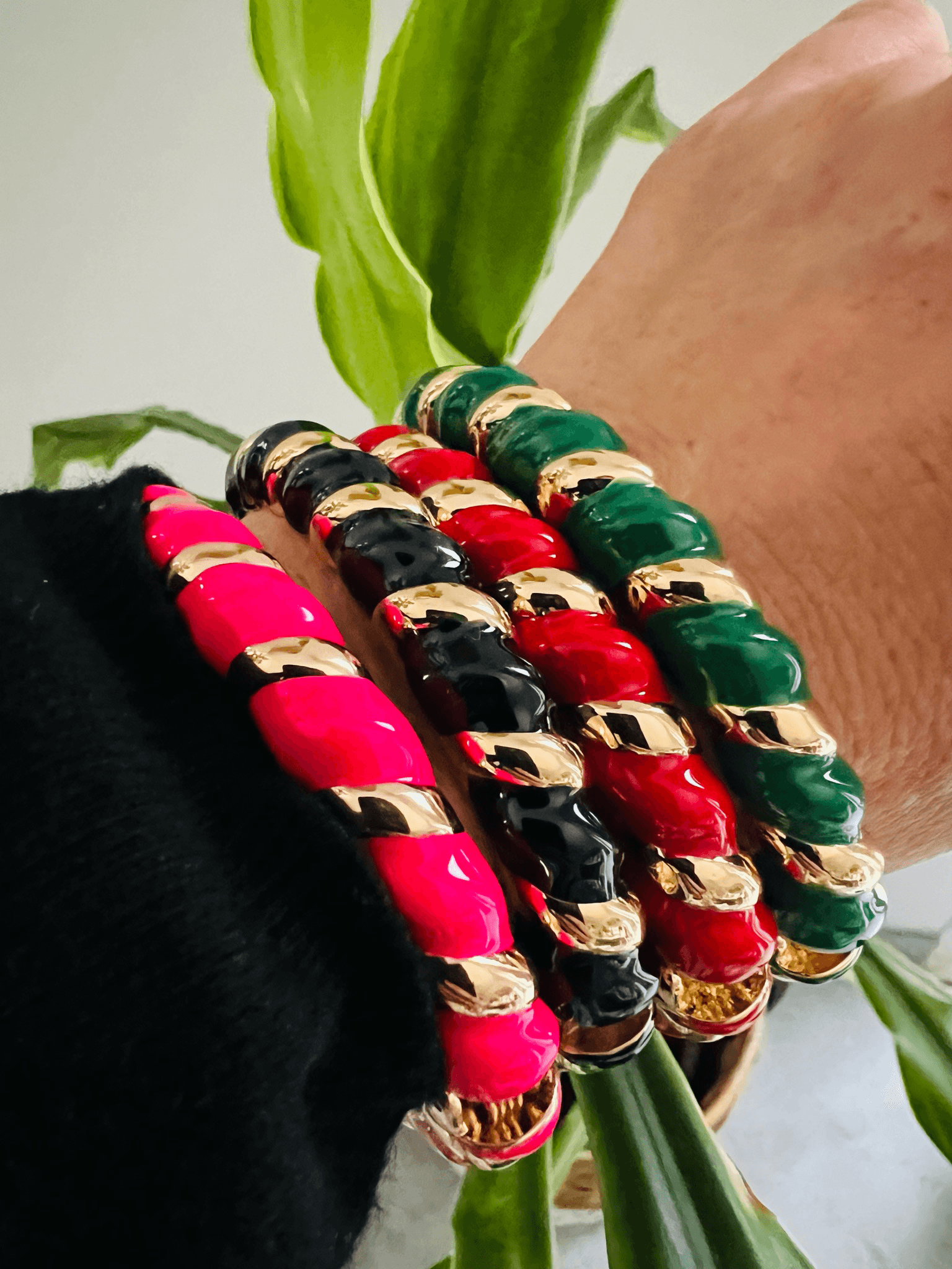 Bracelet ALEXANDRA rose flashy et doré - Créations Uniques