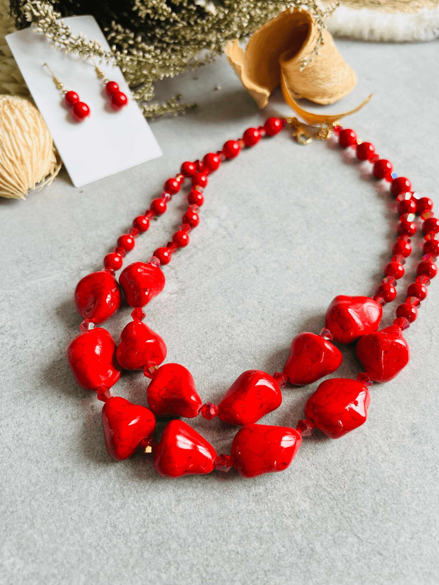 Collier de perles rouge chic MELINDA - Créations Uniques