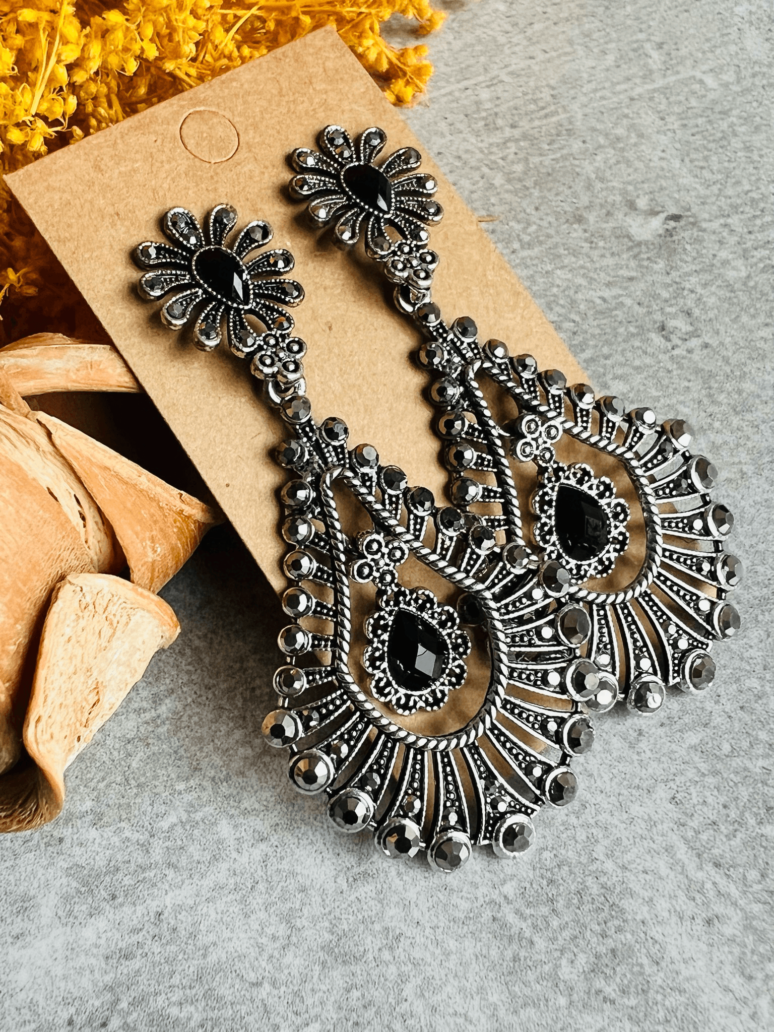 Boucles d’oreilles ALIENOR argent vieilli, style vintage - Créations Uniques