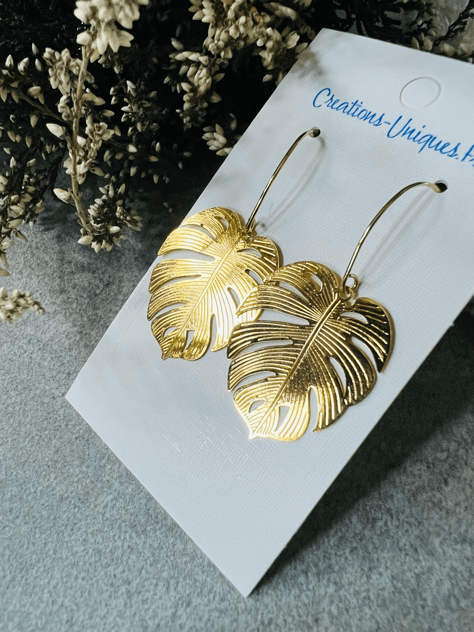 Boucles d’oreilles feuilles CHRYSTELLE - Créations Uniques