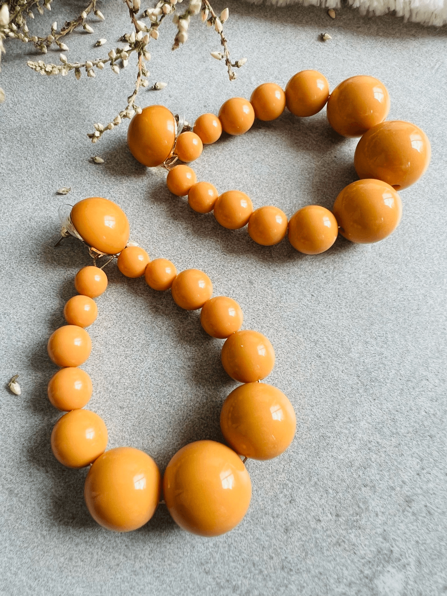 Boucles d’oreilles gouttes JESSIKA perles jaune moutarde - Créations Uniques - Créations Uniques