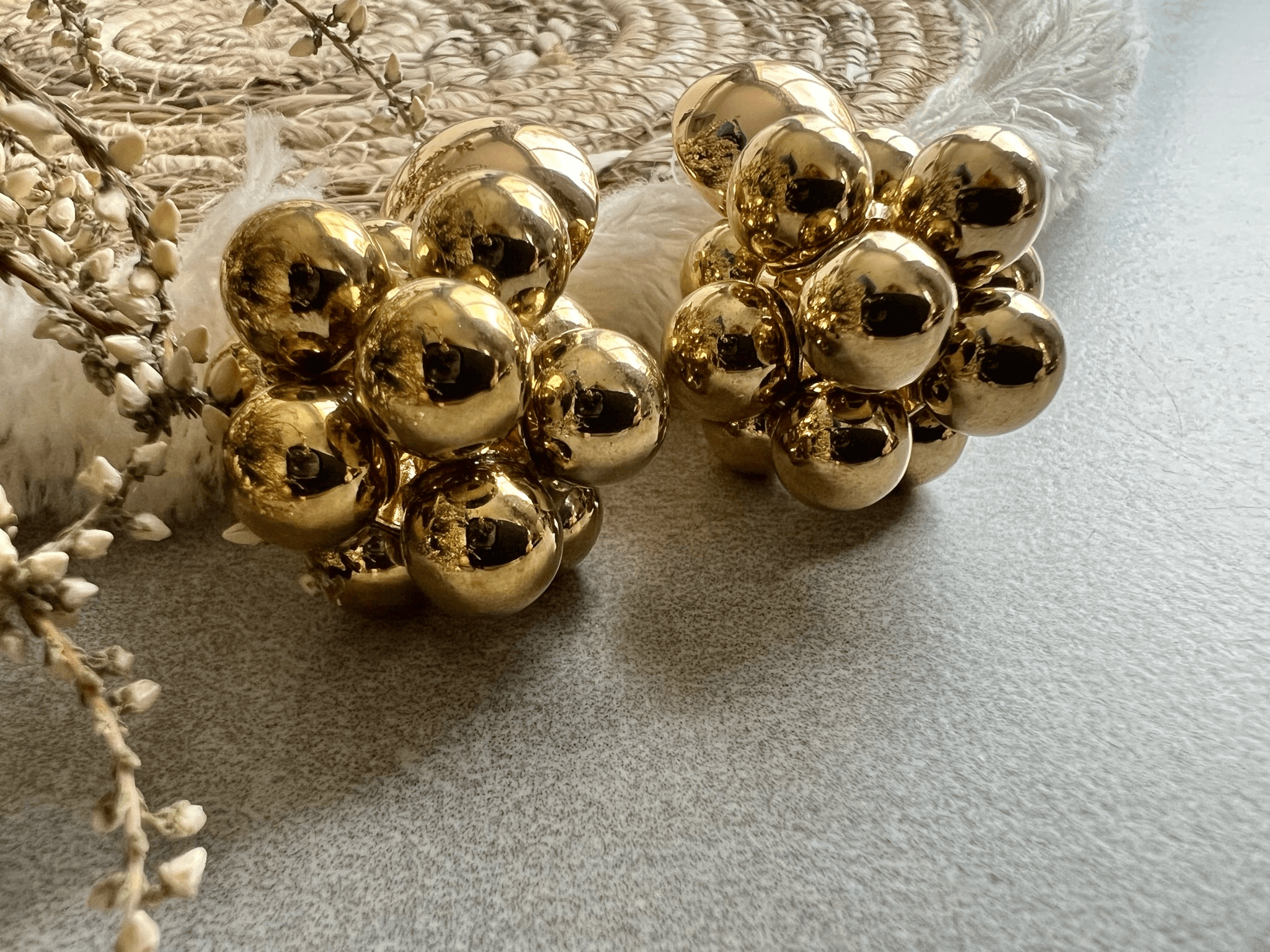 Boucles d’oreilles ALISON boules de perles dorées - Créations Uniques - Créations Uniques