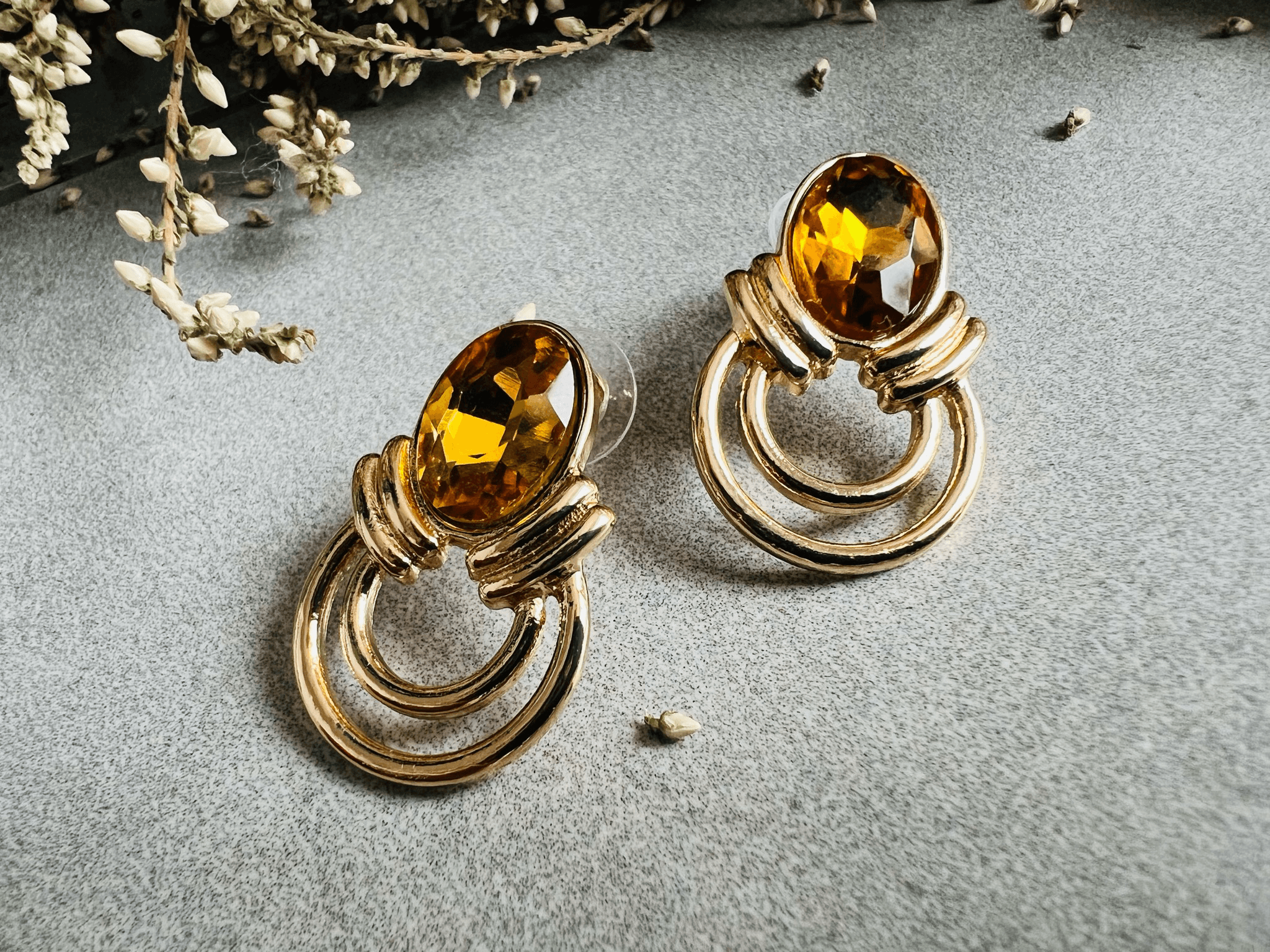 Boucles d’oreilles ANNE-SOPHIE couleur ambrée - Créations Uniques