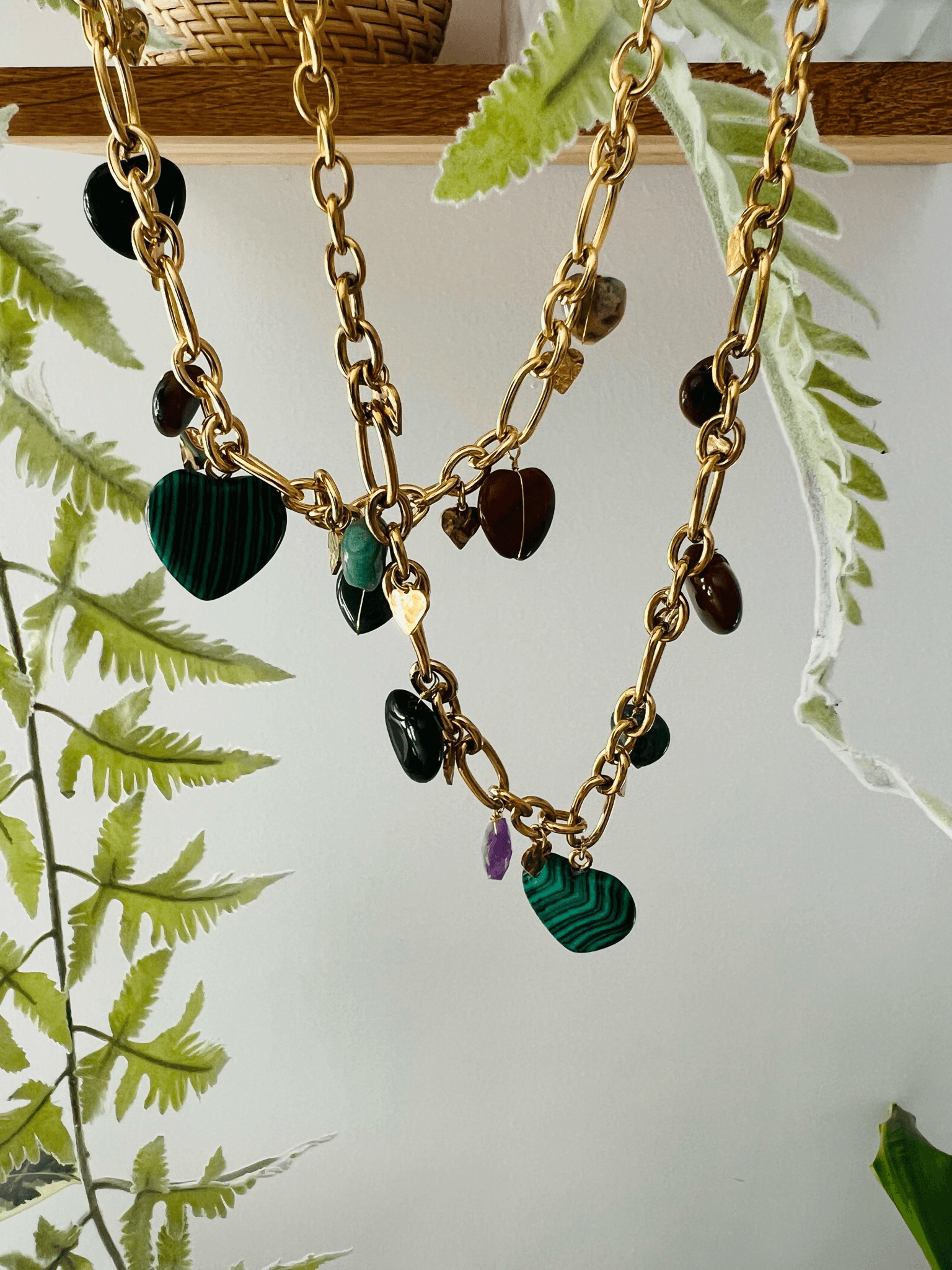 Collier DOLORÈS style bohème pendentifs cœurs - Créations Uniques