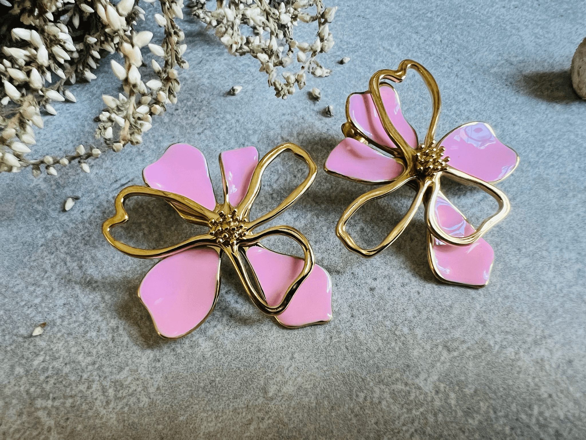 Boucles d’oreilles CELIA fleurs roses - Créations Uniques