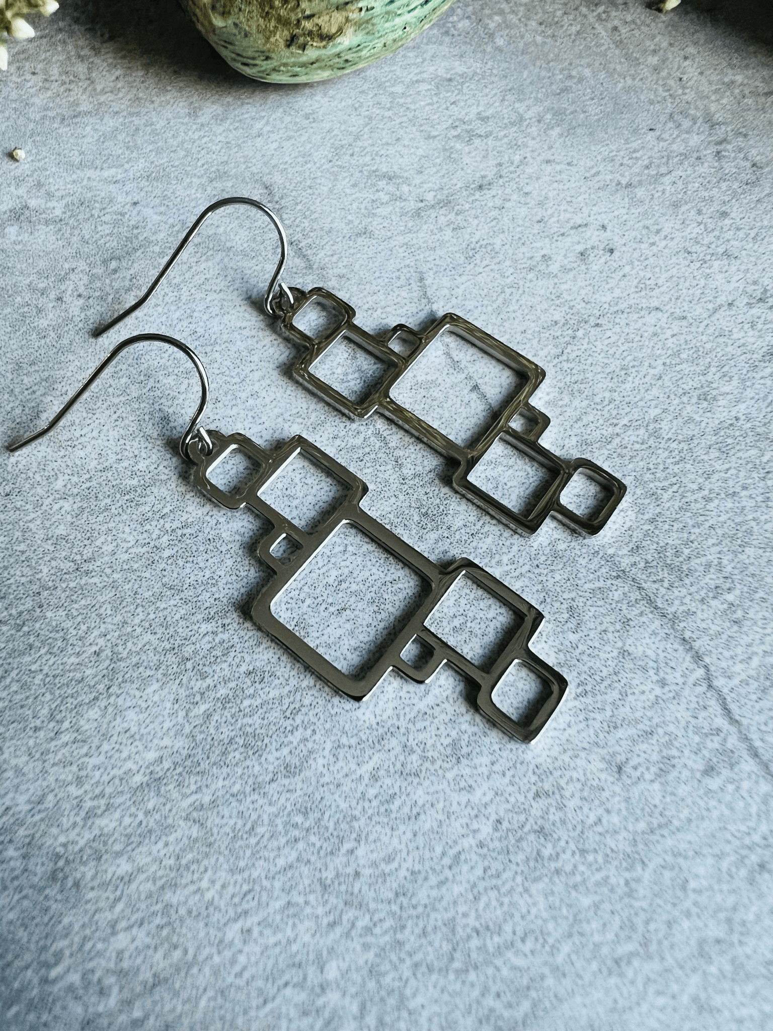 Boucles d’oreilles ALEX multicarrés argentés - Créations Uniques