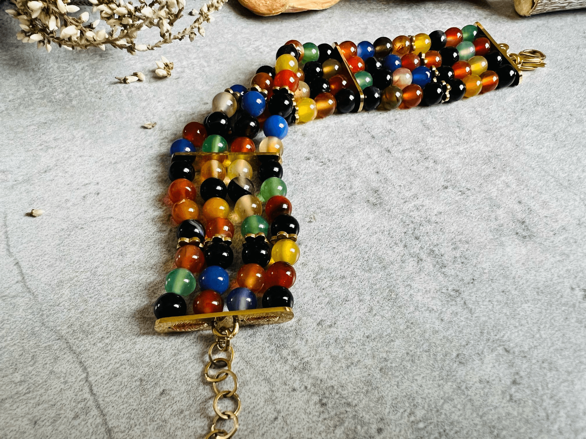 Bracelet DASHER perles multicolores 4 rangs - Créations Uniques