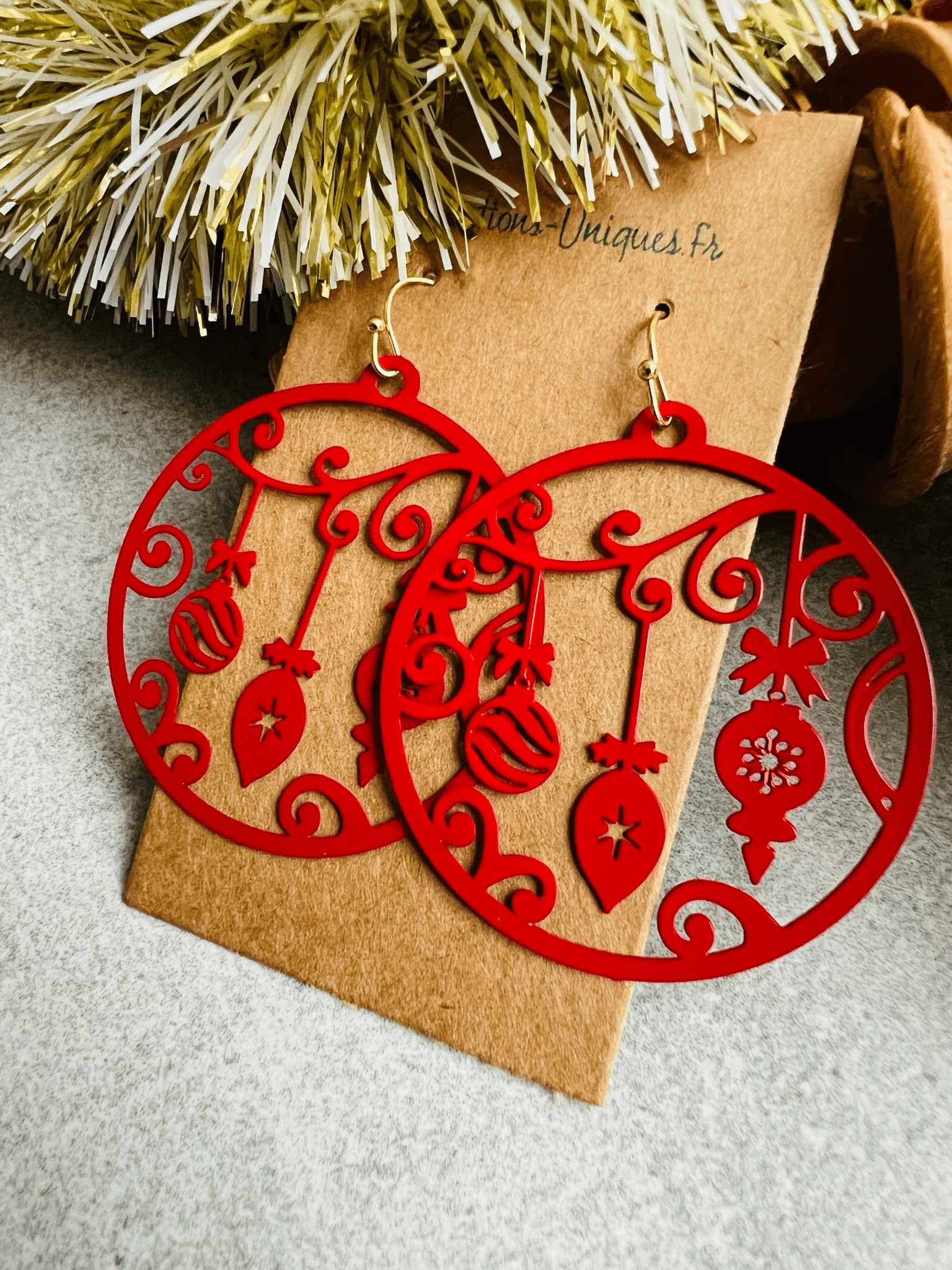 Boucles d’oreilles CARMEN thème Noël - Créations Uniques - Créations Uniques