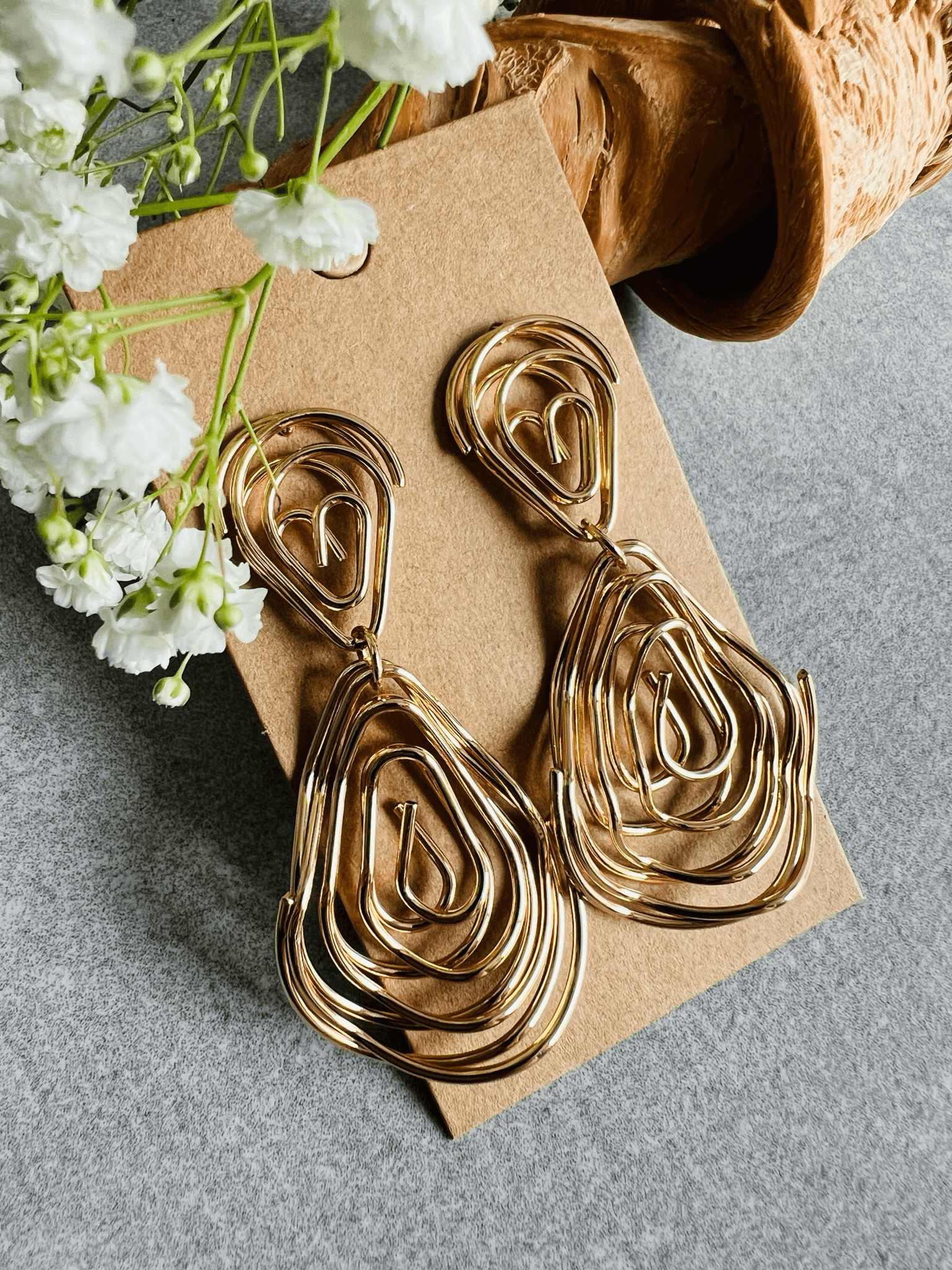 Boucles d’oreilles CATARINA gouttes dorées - Créations Uniques