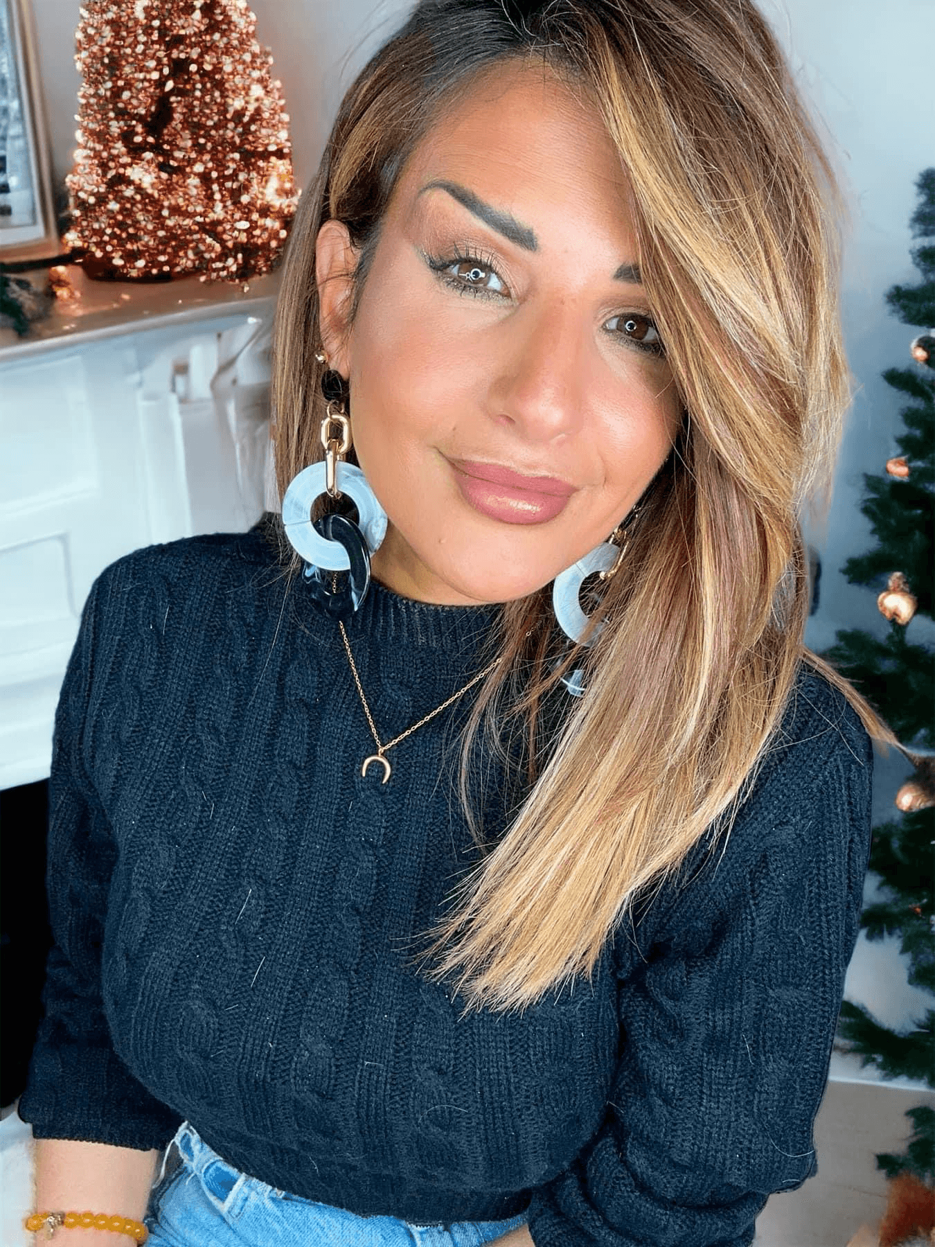 Boucles d’oreilles EMMANUELLE grand modèle blanc noir et doré - Créations Uniques