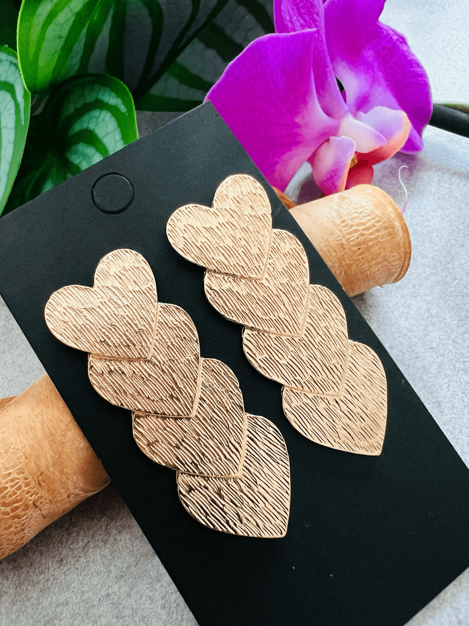 Boucles d’oreilles POLLY cœurs superposés - Créations Uniques